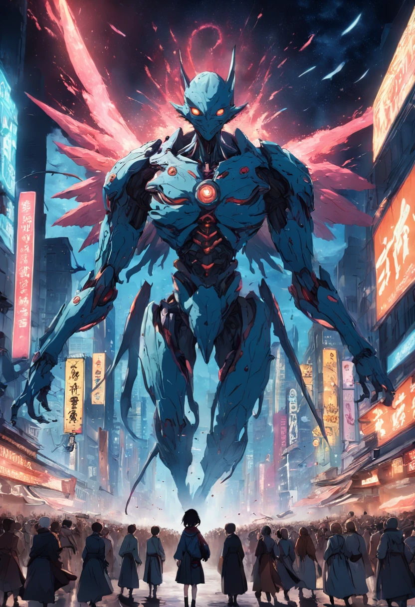 there are many people in the street with large alien flying above, cinematic still frame, vfx render, in formation, inspired by Gustave Baumann, military parade, promotional image, horde of zombies, promotional picture --auto --s2