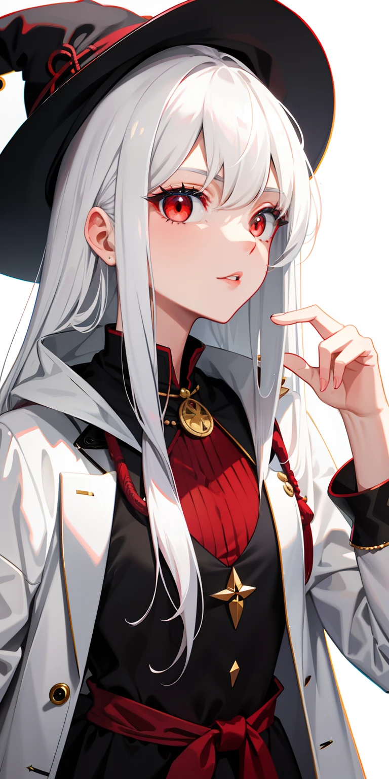 Cat lady，White hair and red eyes，Wizard's Hat