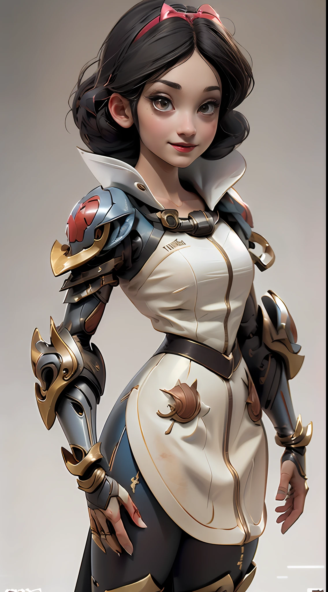 Master masterpieces,optimum,1girll,Princess Snow White,Wide white cloak,full bodyesbian,long whitr hair,smiling expression,Holding an apple in your hand。Metal armor,Mechanical armored arm,Plump breasts,Behind him are forest steppe flowers,sci-fy,独奏,Run,with a simple background,A high resolution,4K,8K,Bokeh,In motion,full bodyesbian,dynamic scene,Dynamic face,Machine armour wind,5 head high ratio waiting for starting,in a panoramic view,wide angles,Real-world realism,4K quality,Detailed description,Depiction of demeanor,Detail portrayal,Ultra-realistic scenes、detaileds、Foto realism,