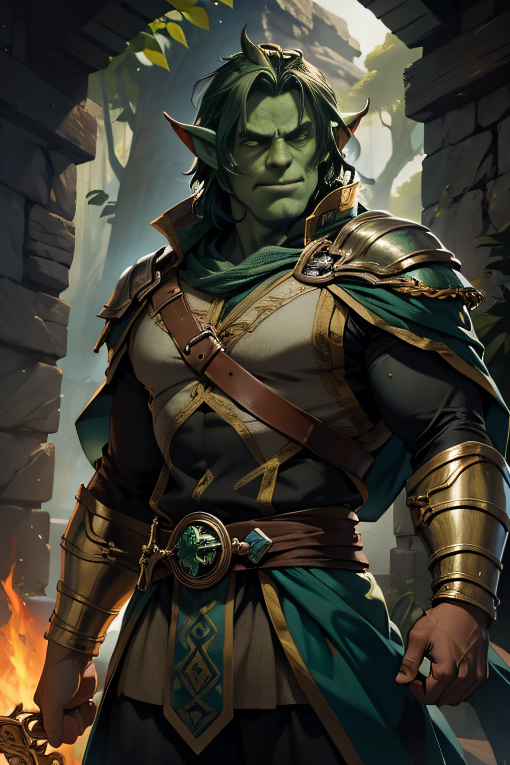 (Character characteristics: orco enojado de piel verde)