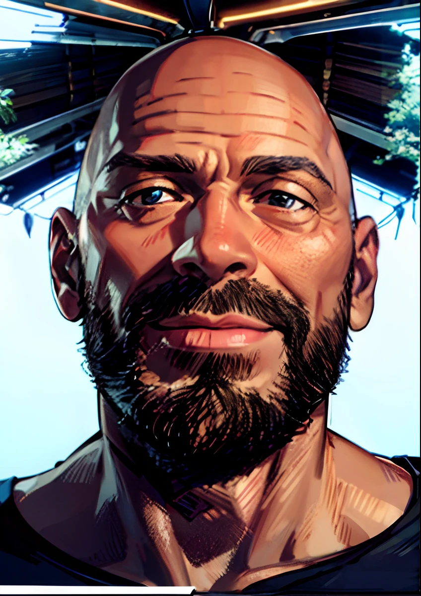 Anime,white background, there is a man with a beard and no shirt on posing for a picture, bald with short beard, photo of a 50-year-old white man, 3 , 45 years old men, 38 years old, 3 2 - year - old man, man in his 40s, 4 0 years old man, profile image