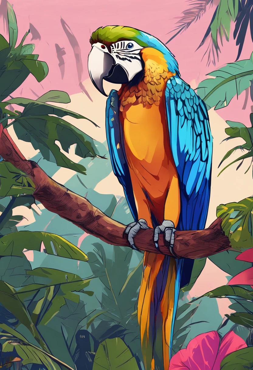 Blue macaw, large, realistic, 3d, 8k, adobe illustrator, strong, vivid colors, fine lines.