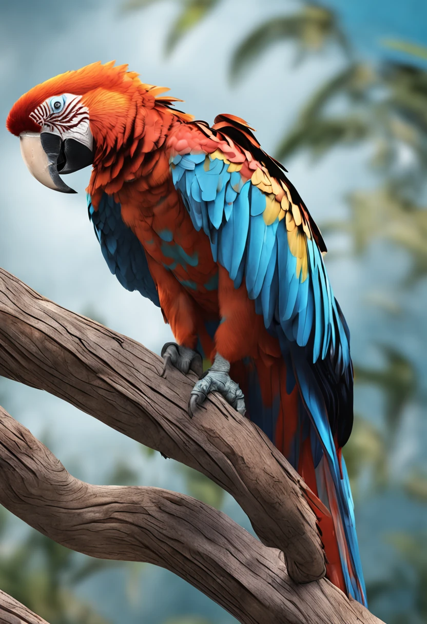 COLORFUL PARROT SITTING ON BRANCH