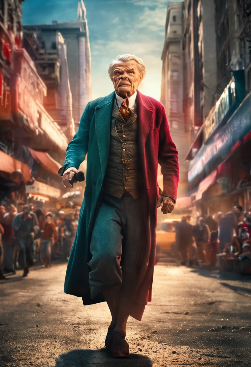 "seneca walking gracefully amidst the bustling streets, exuding an air of confidence and poise."