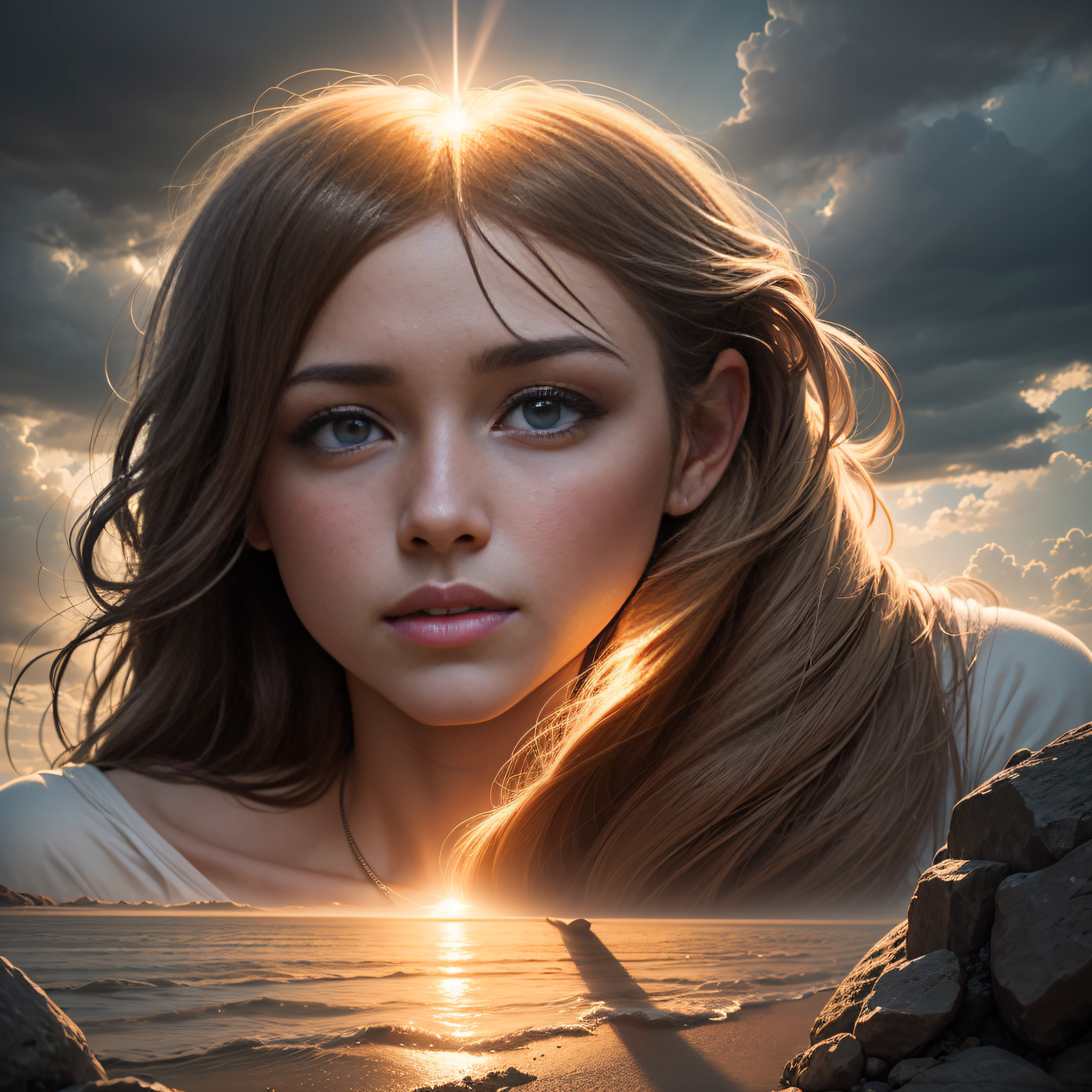 Always remember that in your weakness, My strength is revealed. Like a ray of sunlight breaking through dark clouds, My grace shines through in your times of need.realistic, 4k