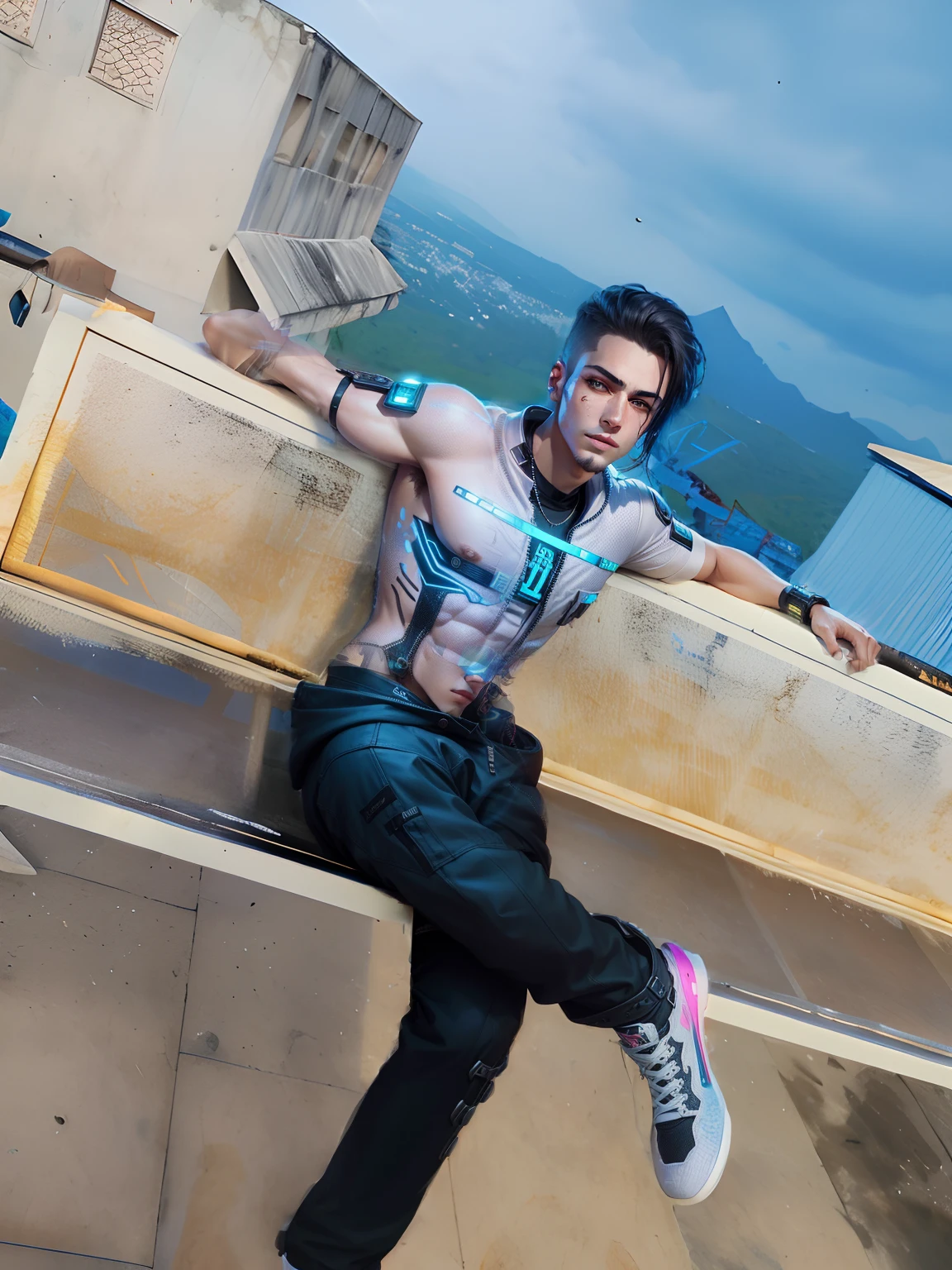 Change background cyberpunk handsome boy , realistic face , 8k