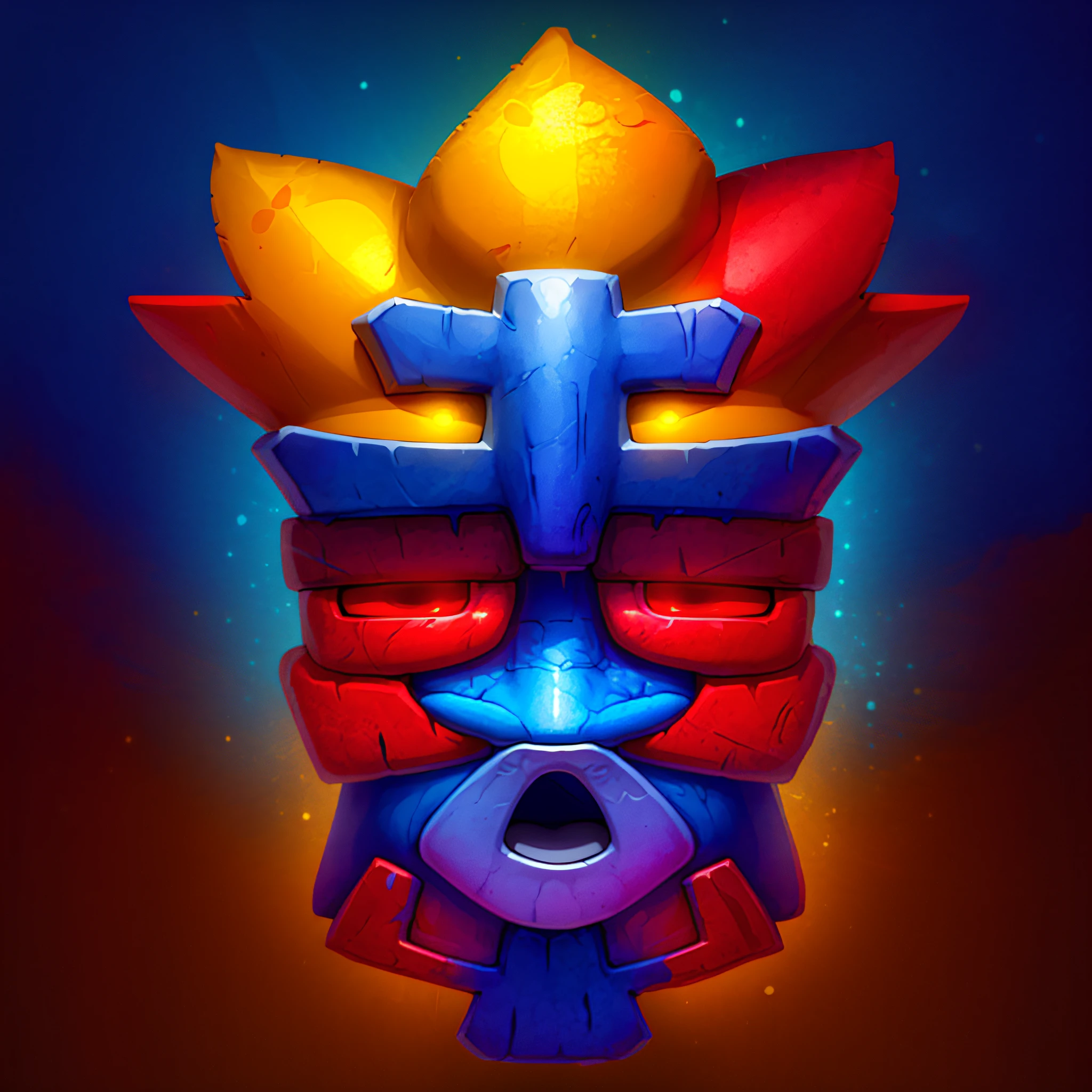 （amarelo:0.7），（red colour:0.3），（blue colors:0.3），Mayan tribe，Hawaiian Nation，gameicon，highest masterpiece，high qulity
