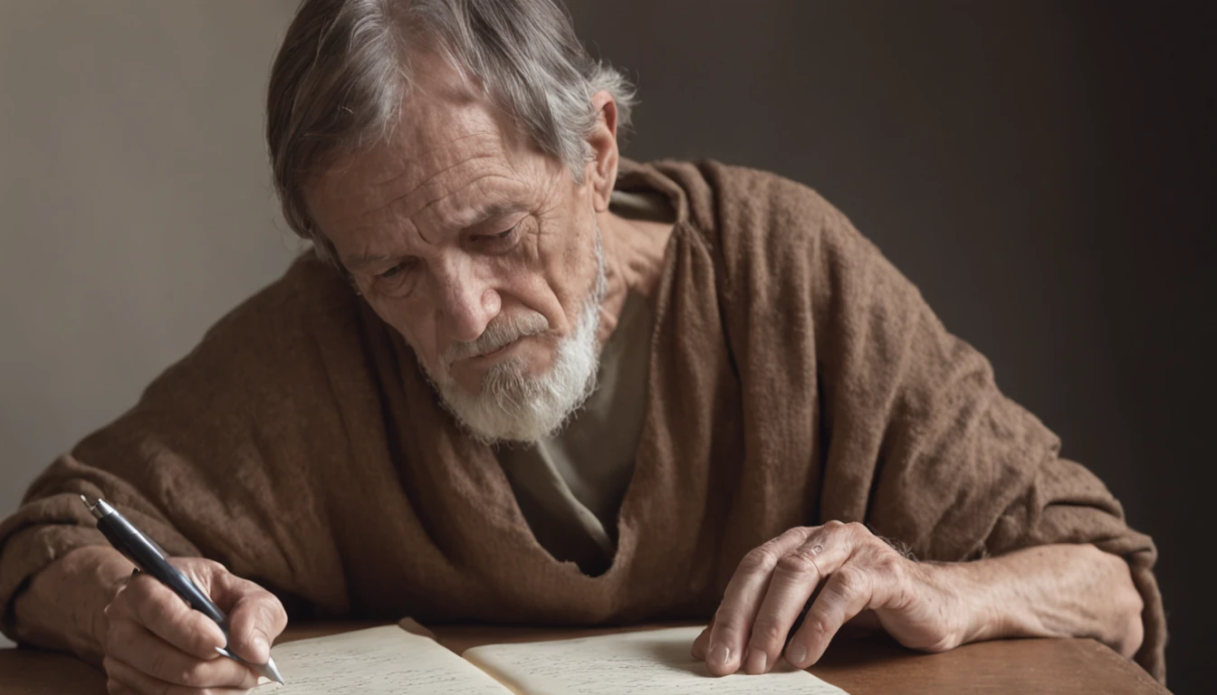 "seneca philosopher writing a note"