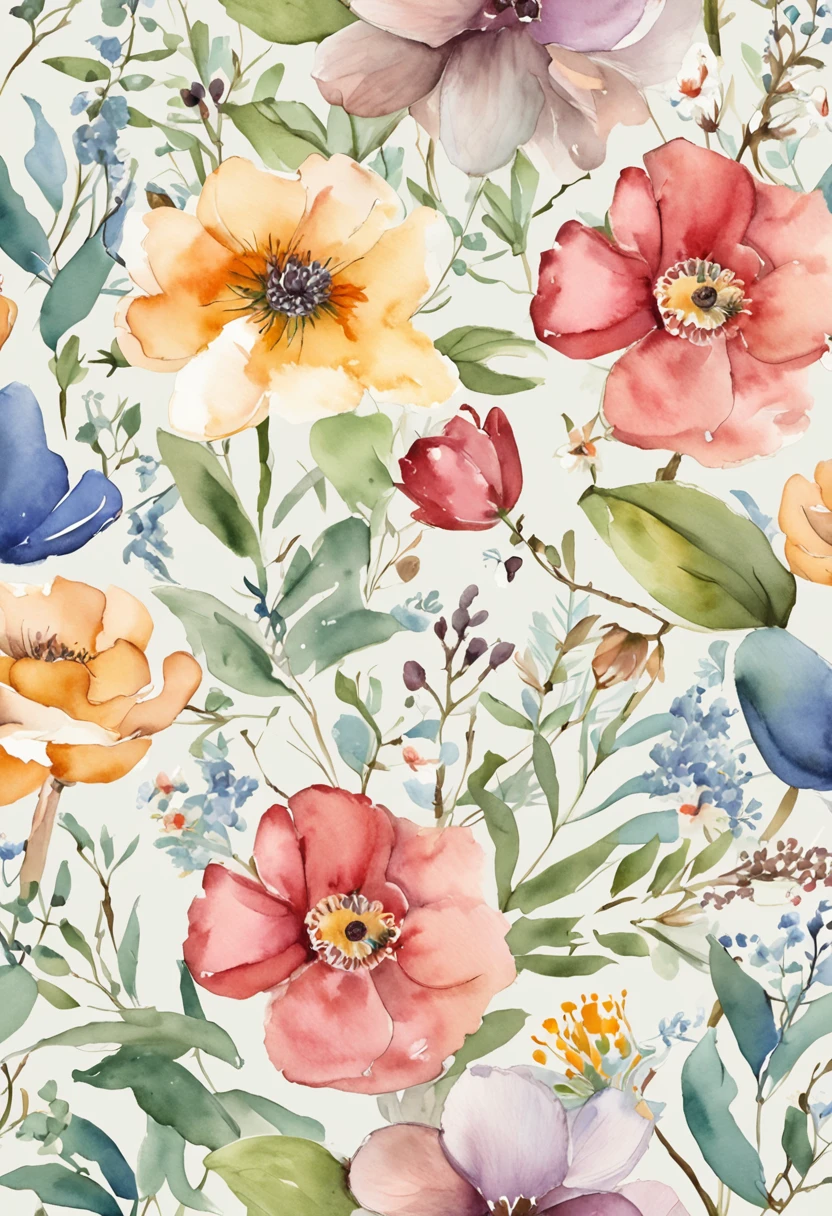 Above with flower floral pattern, delicate garden on paper, garden floral pattern,vintage vibe, light green , colorful flowers and plants, fantastic floral background wallpaper, hand drawn illustrati Poetic vibe, shobby chic wallpaper, with Blue Bird Yu signature