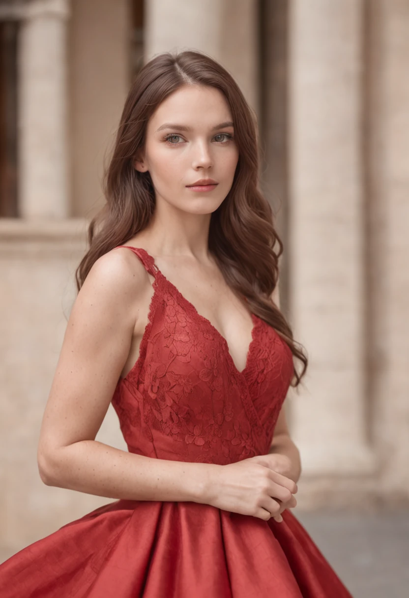 A stunning intricate full color portrait of a woman,wearing a formal dress, having fun, epic character composition,by ilya kuvshinov, alessio albi, nina masic,sharp focus, natural lighting, subsurface scattering, f2, 35mm, film grain, full body in the picture  <lora:avad:1>