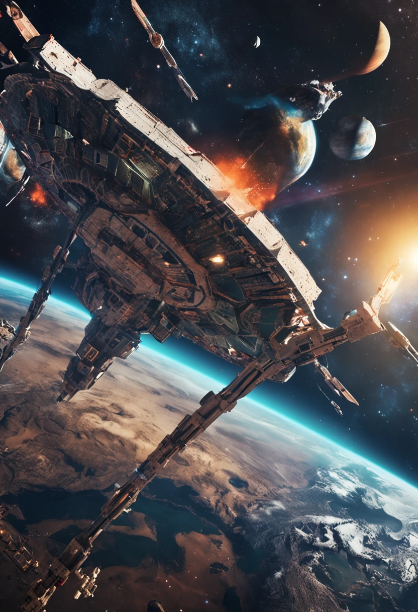 Parallel universe wars，outerspace，A portal opens above Earth，Inside the portal is another parallel universe Earth，Space fleet