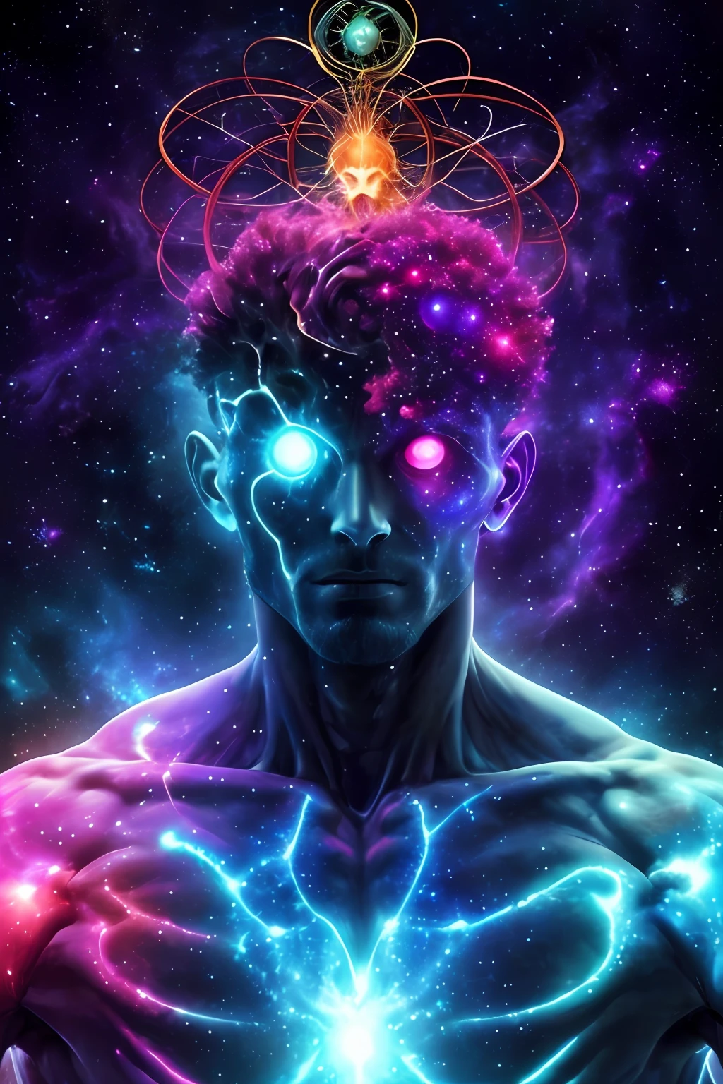 humanoide masculino abstrato, cosmic entity, Horror cosmic, body horror, estranho, colossal, universo