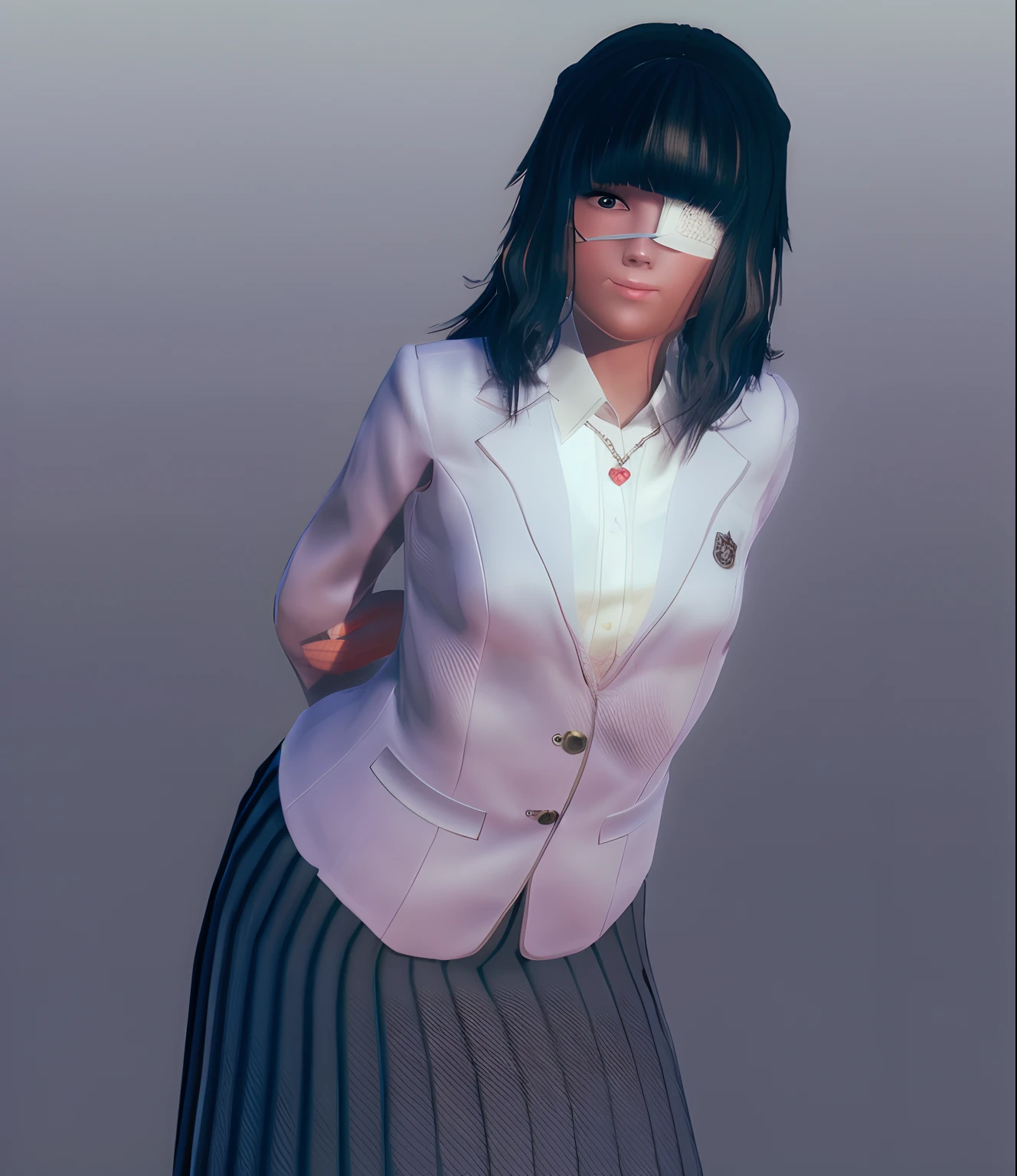 Two-dimensional girl，adolable，a flat chest，long whitr hair，Long curly hair，pleatedskirt，ultraclear