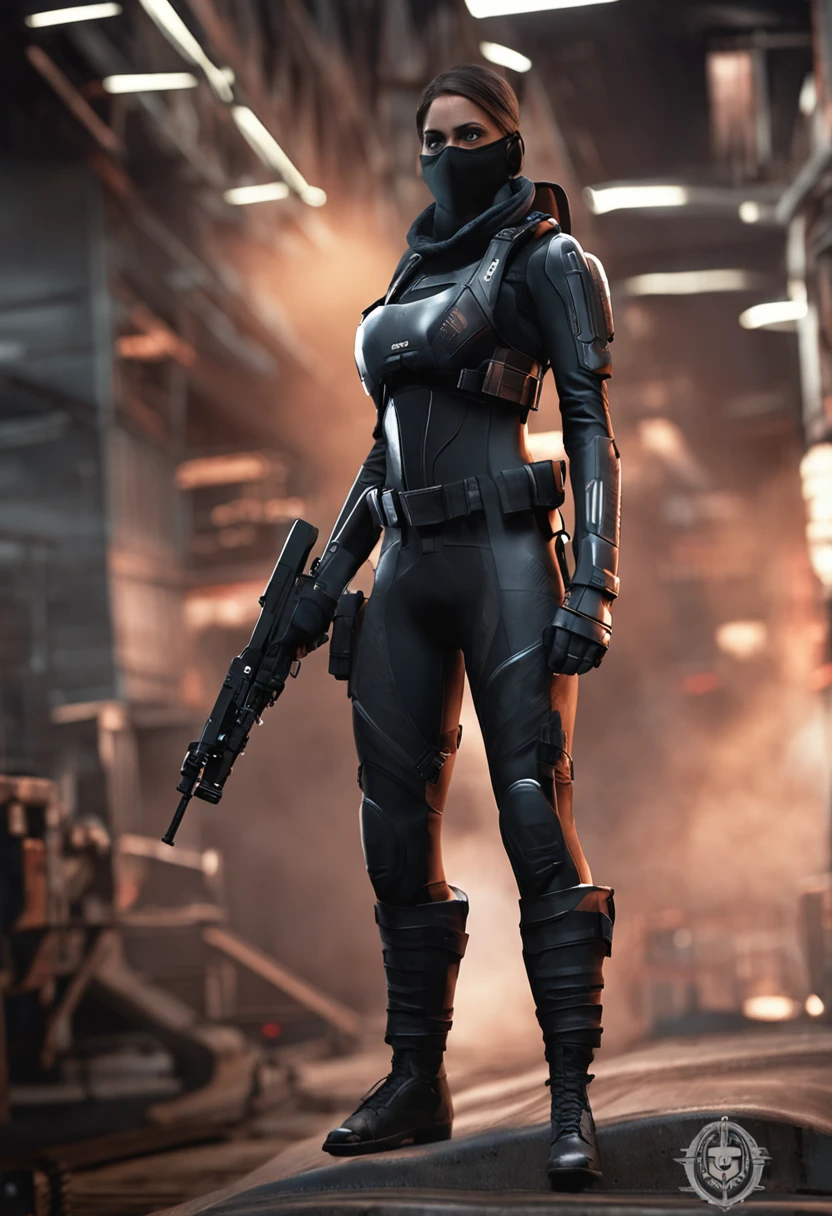 Evelyn's tactical recon attire is designed for stealth, mobility, and functionality on the battlefield. This attire consists of a form-fitting black bodysuit made from advanced materials that provide both protection and flexibility. The Brotherhood of Steel emblem is prominently displayed on her shoulders, signifying her allegiance to the organization.
The attire also includes specialized padding on the knees and elbows for added protection during combat maneuvers. A utility belt wraps around her waist, carrying essential equipment such as grenades, stimpacks, and ammunition pouches. The belt also holds a holstered combat knife for close-quarters encounters.
Completing the ensemble is her Brotherhood of Steel hood, a sleek and utilitarian head covering that protects her identity and provides enhanced optics and communication capabilities. The hood is adorned with the iconic Brotherhood emblem on the back, and its black coloration blends seamlessly with the night, allowing her to move like a shadow.