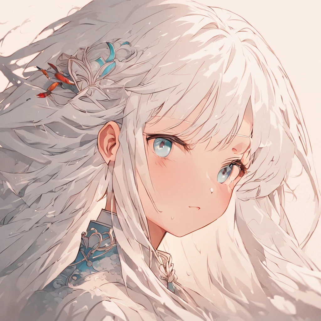 (White background:1.4),(Silhouette of a girl's head, Eyes closed, Long white hair, Oriental elements),(Chinese illustration:1.3,paper art:1.3, Quilted paper art:1.2),( reasonable design, Clear lines, High sharpness,Best quality, Very detailed, Masterpiece, movie light effect, 4K )