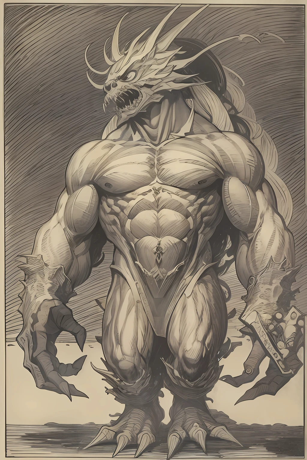 Standing drawing of the game character,Hell monsters,((Super huge, Thick and sharp giant claws)),(((Black antique hideous scales))),(((The scales are covered with thick barbs))),((Super thick and terrifying scales)),Wrap the whole body,((Bloodthirsty and murderous devil man)),slaughter,In a hurry to kill,Dynamic lines,depth of fields,Ugly face,(There was blood everywhere),((Blood dripped from between the paws)),stereoscopic perspective,Works of masters,super-fine,4K分辨率,high qulity,电影灯光,High picture detail,Look up from the bottom up,Ultra-wide viewing angle,Detailed pubic hair,Epic shooting