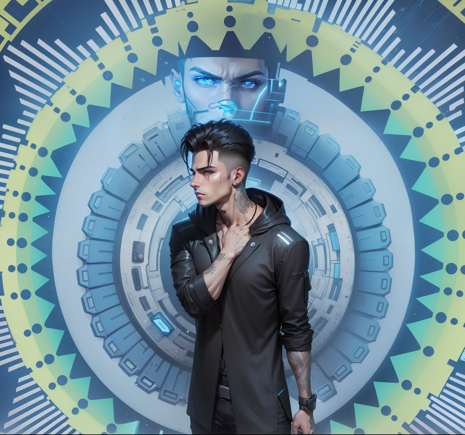 Change background cyberpunk handsome boy, realistic face, 8k, ultra realistic