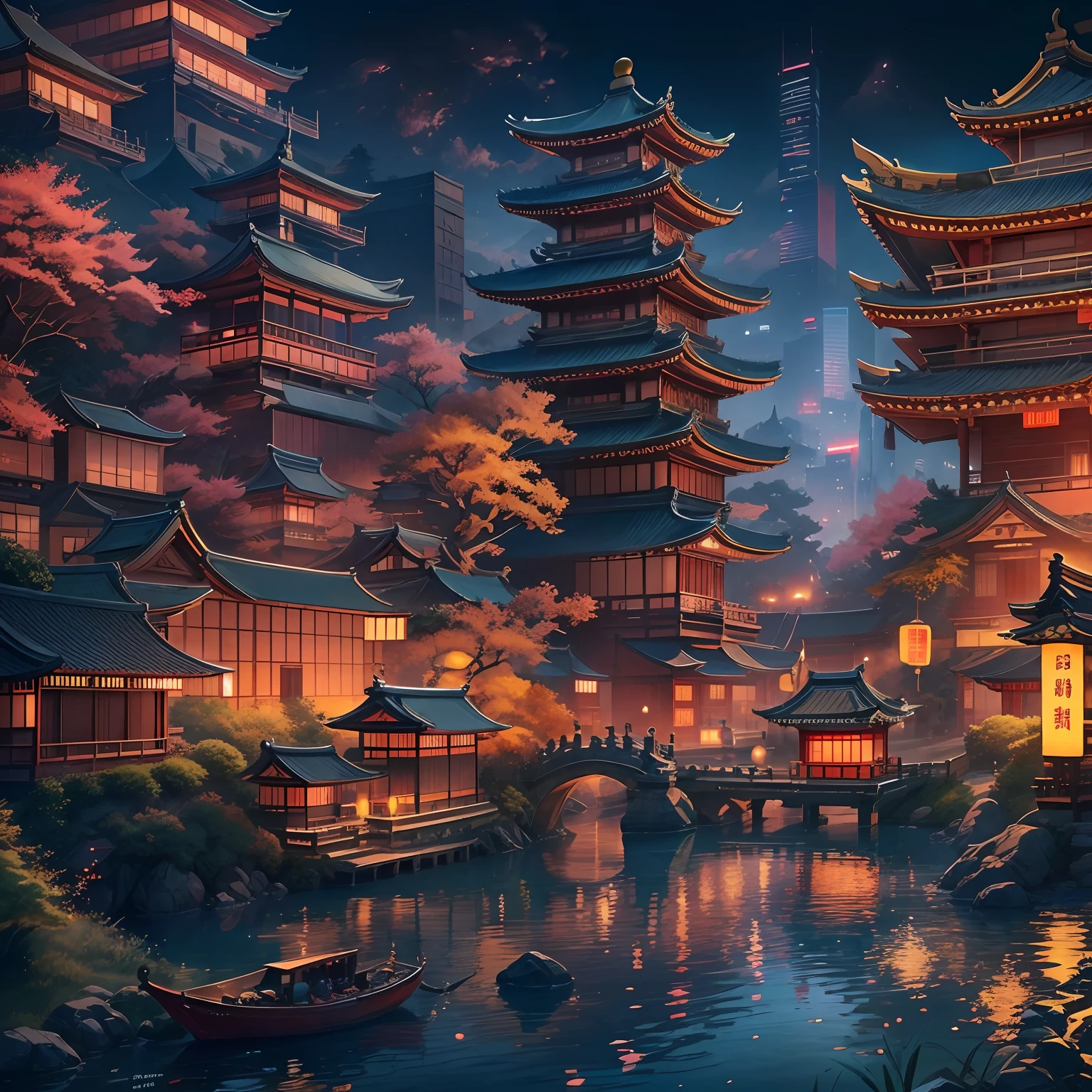 Asian architecture in the city, Asian architecture in the city at night,The ship sailed by., Dream Chinese City, ancient chinese architecture, Japan Cities, Colorful Fox City, Digital painting of the pagoda, Japanese cities at night, ancient chinese cyberpunk castle, Beautiful pictures of the Tang Dynasty, Japan Cities, Kyoto Inspire, Chinese Architecture, Amazing Wallpapers, The mountain pagoda passes by with the boat at night., Dream Chinese City, ((((ancient chinese architecture))))), Japan Cities, Colorful Fox City, Digital painting of the pagoda, Japanese cities at night, ancient chinese cyberpunk castle, Beautiful pictures of the Tang Dynasty, Japan Cities, Kyoto Inspire, Chinese Architecture, Amazing Wallpapers, Pagoda on the hill