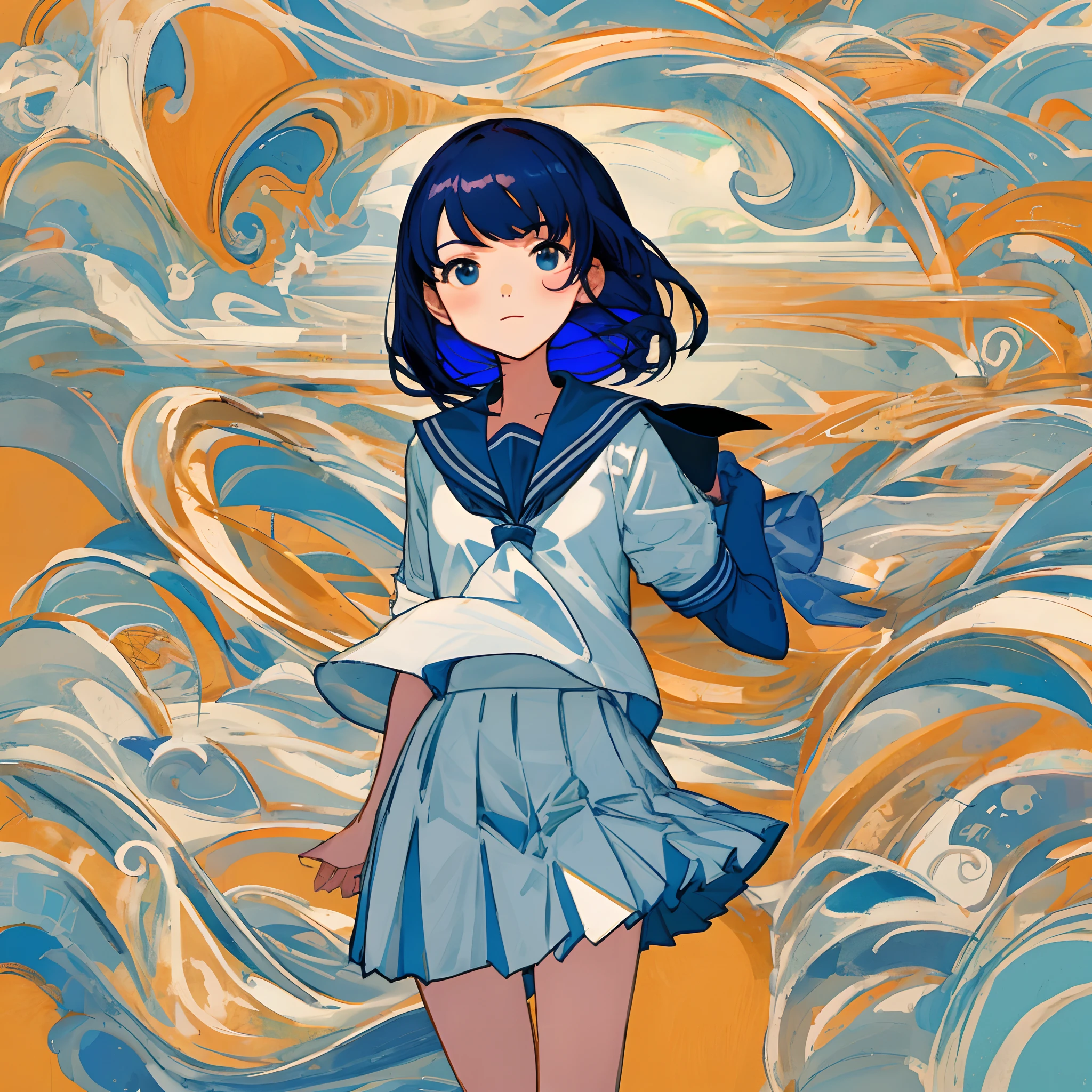 Flush-faced sailor suit schoolgirl