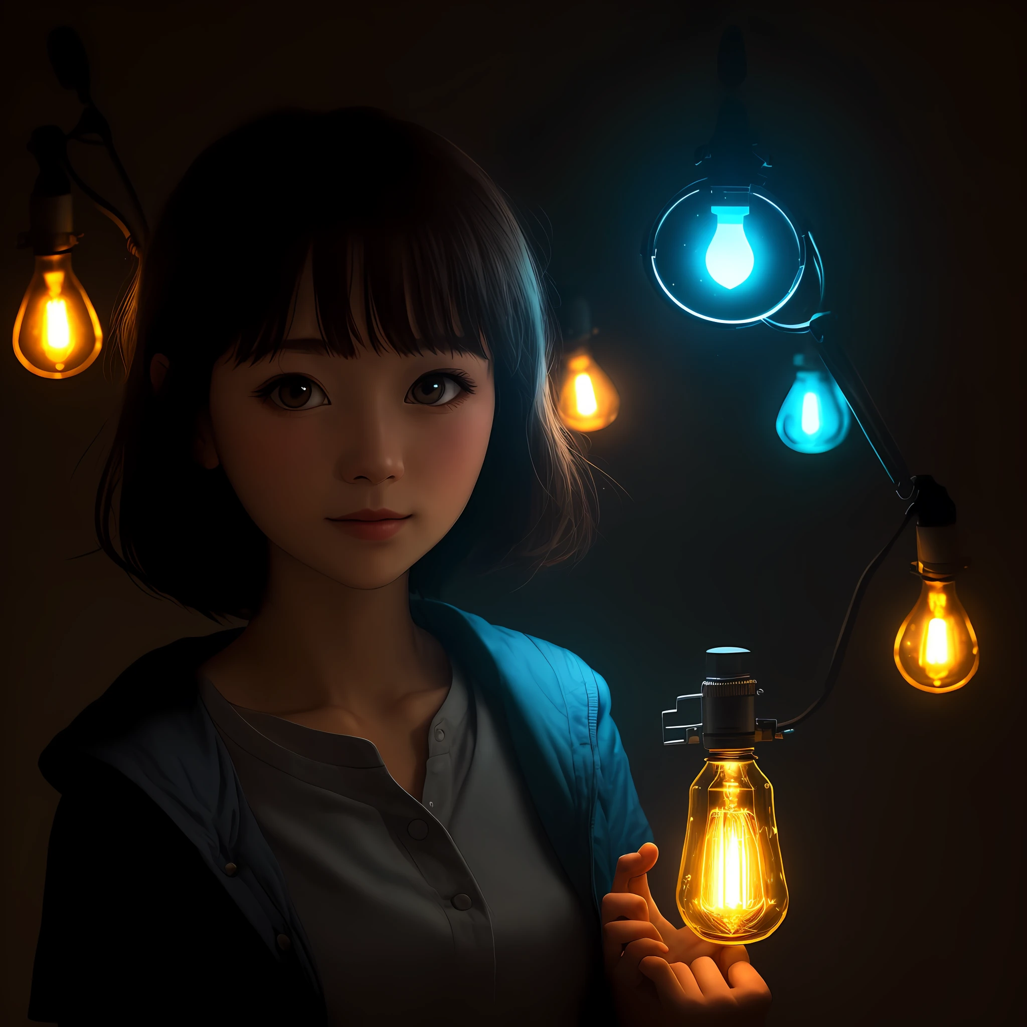 A light bulb character who is smart and has cute eyes