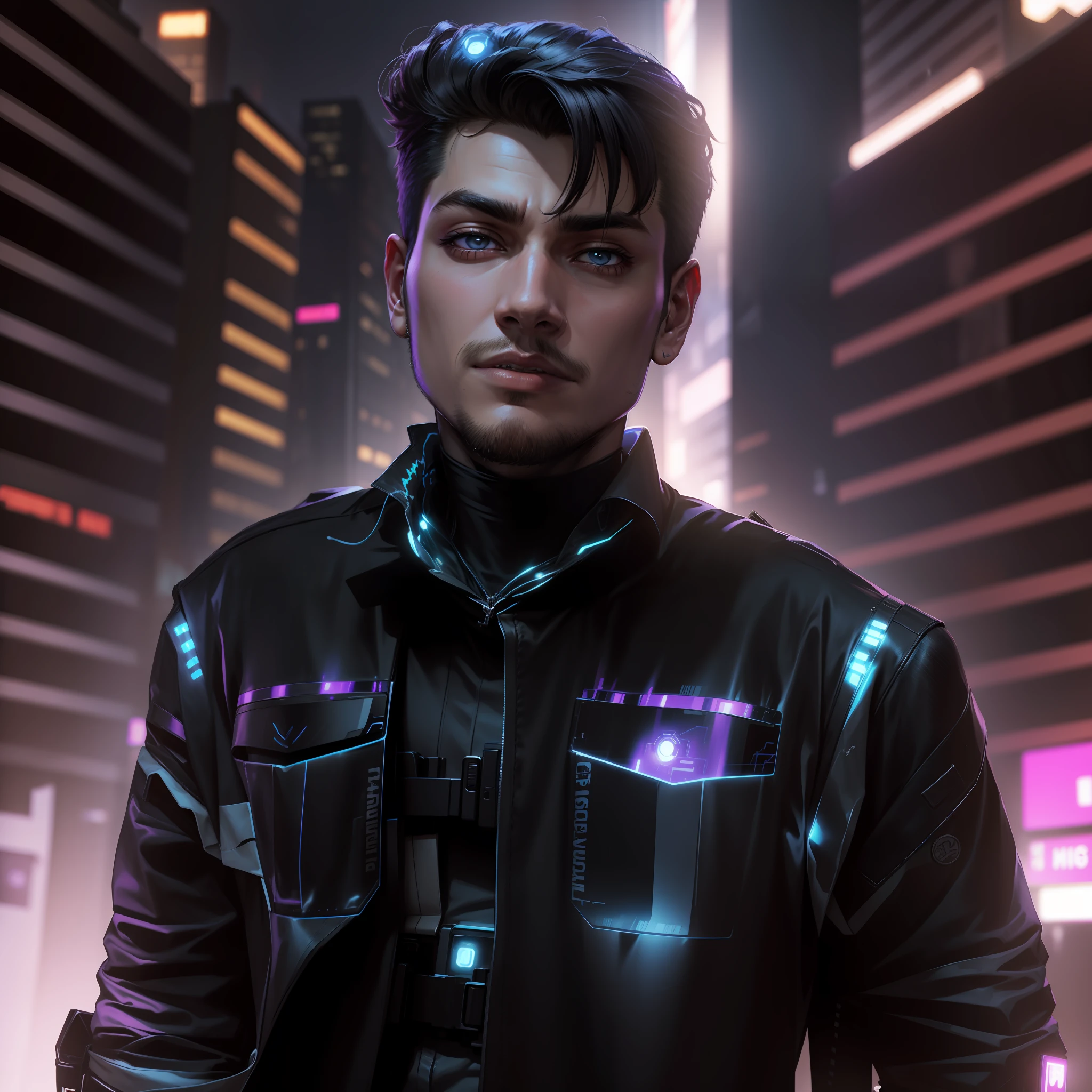 Change background cyberpunk handsome boy ,