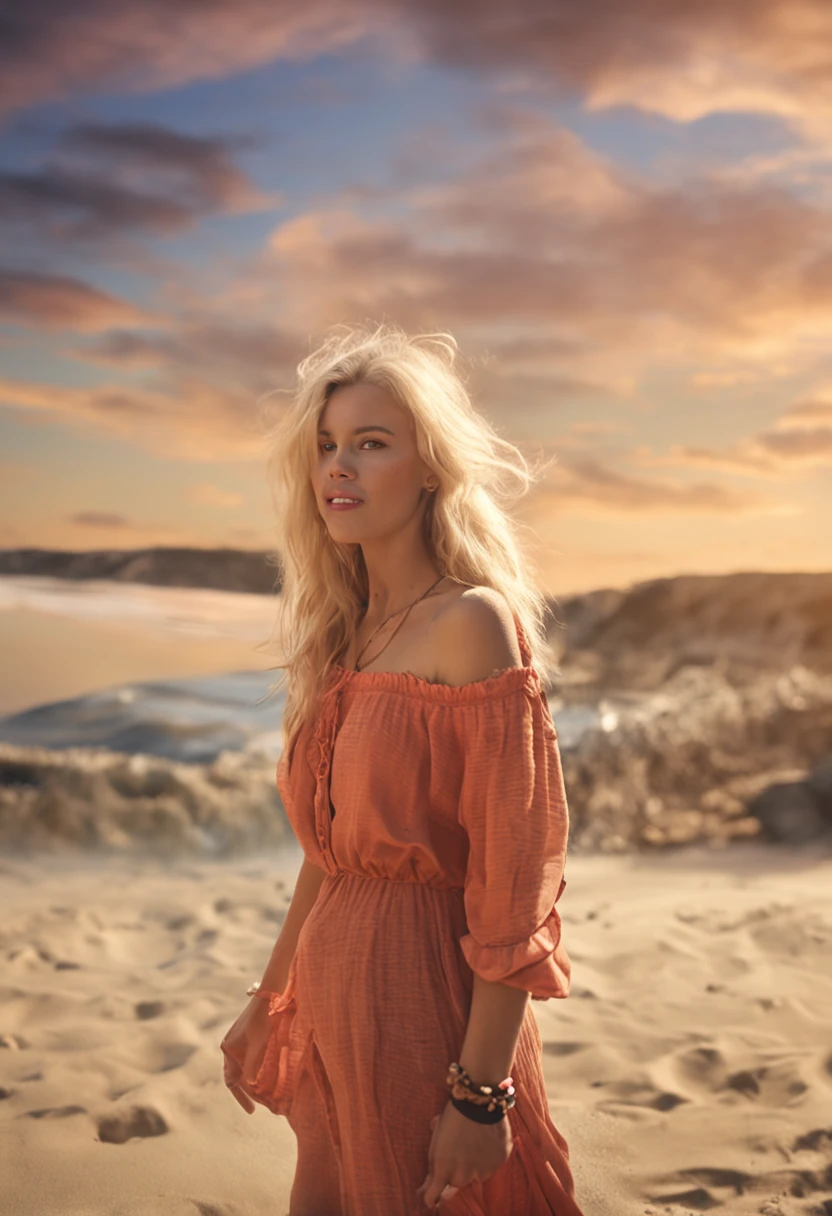 Cute blonde girl on the beach