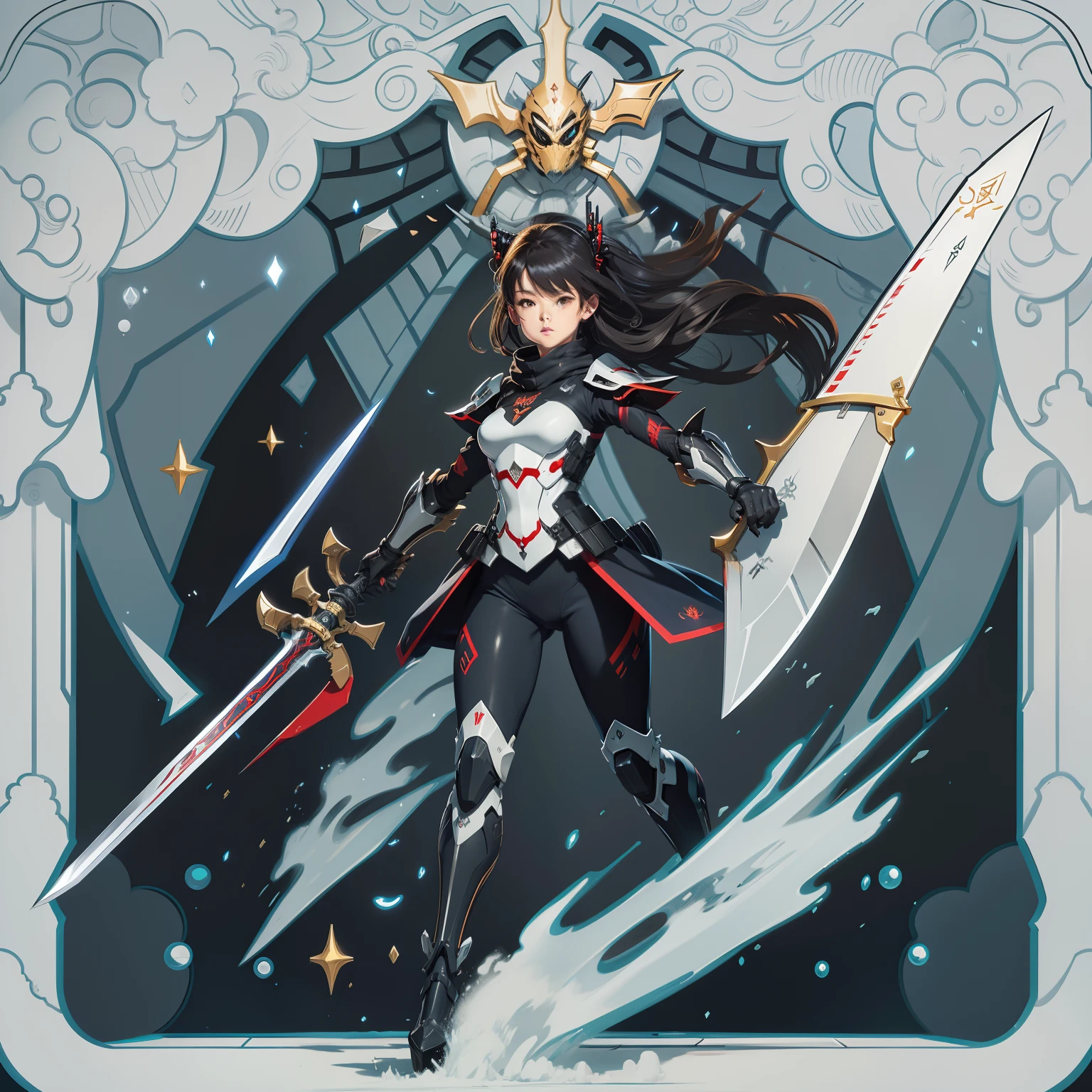 Mech Spider Maiden holding a sword,It's a ninja