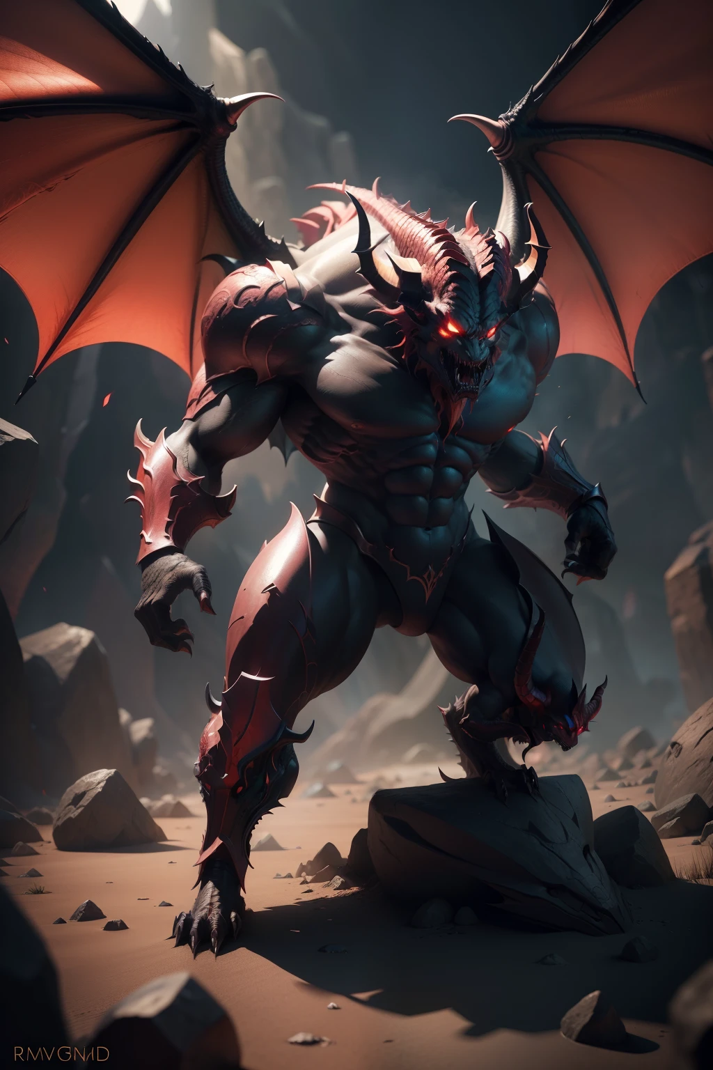 dragon-demon, infernal background, masterpiece, 3d render, high quality, high detailed, epic, dynamic effect, specular lighting, hdr, 8k full body picture quality, nanite raytraced, 8k resolution, intricate, dramatic, best quality, ultra high res, nu no humans, illustration, rich colors and exaggerated shapes,