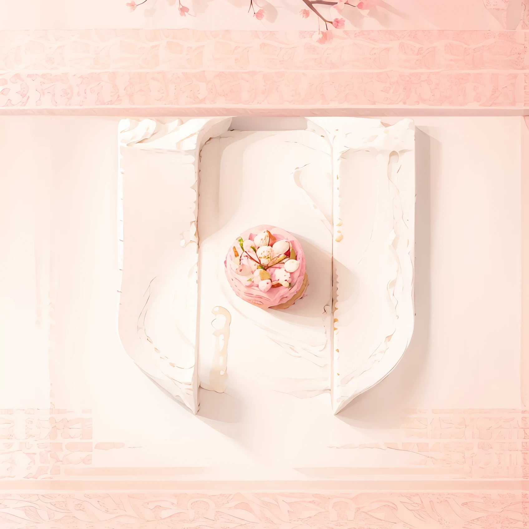 masterpiece, high quality, best quality, pink cream cake, cherry, foodphoto,