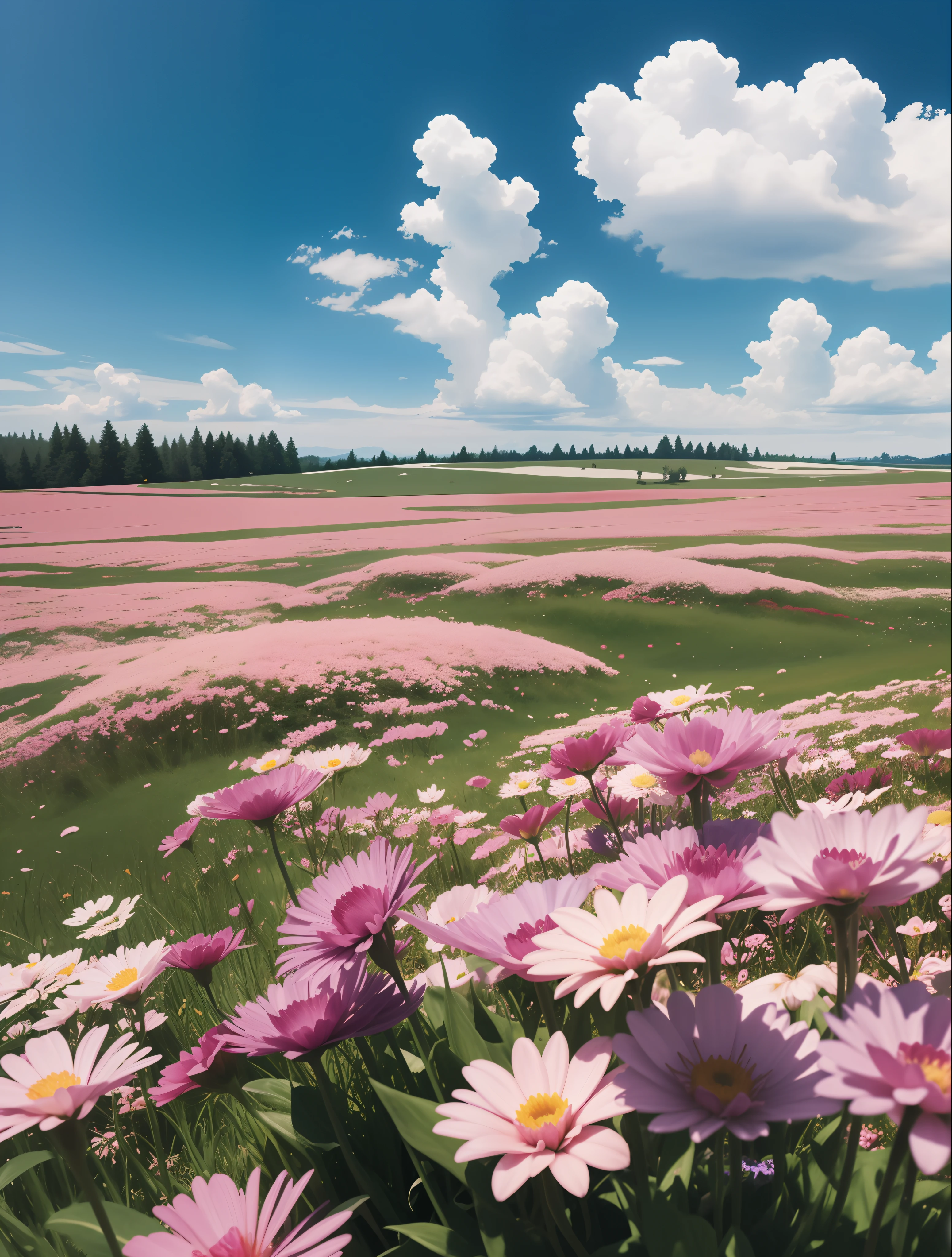 "A picturesque meadow of vibrant and colorful flowers under a breathtaking sky, captured in high definition (HD) and stunning 4K resolution."