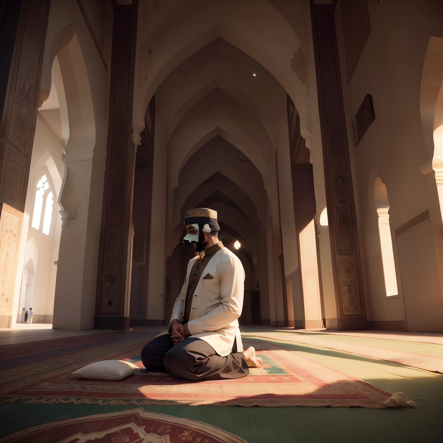 A muslim man namaz, in mosque