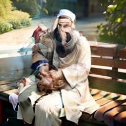 Body portrait, A man wearing woolen arabian thobe , iPhone portrait 1:2, DSLR focus on body , bloom , sunny , sitting on a bench near Dal lake , thinking, 8k , Quality, award winning, unreal engine trend, HD texture