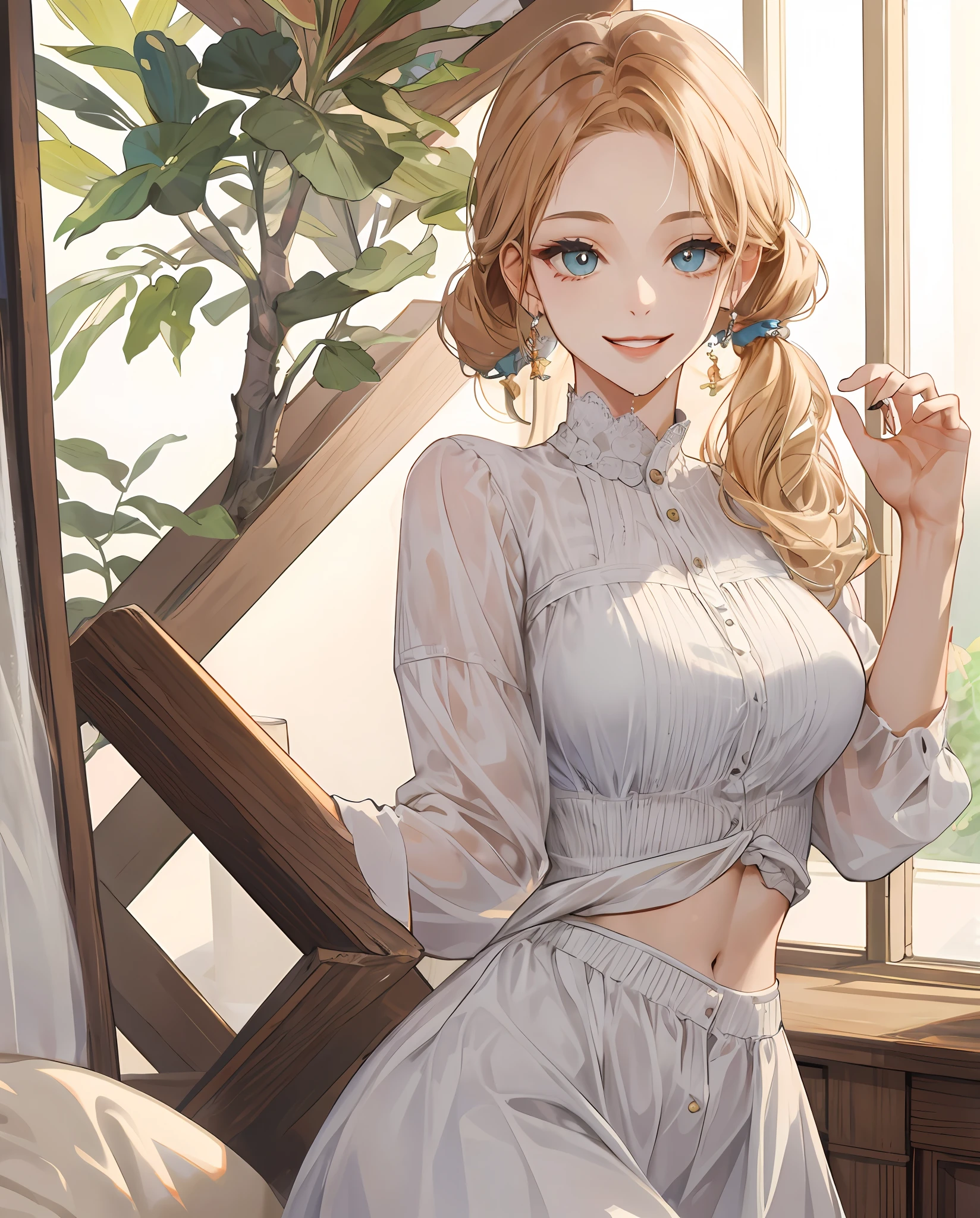 ((Best Quality, 8K, Masterpiece: 1.3)), 1girl, Slim Abs Beauty: 1.3, (Casual hairstyle, Leaking Big Breasts: 1.2), Dress: 1.1, Super fine face, Delicate eyes, Double eyelids, smile, homely