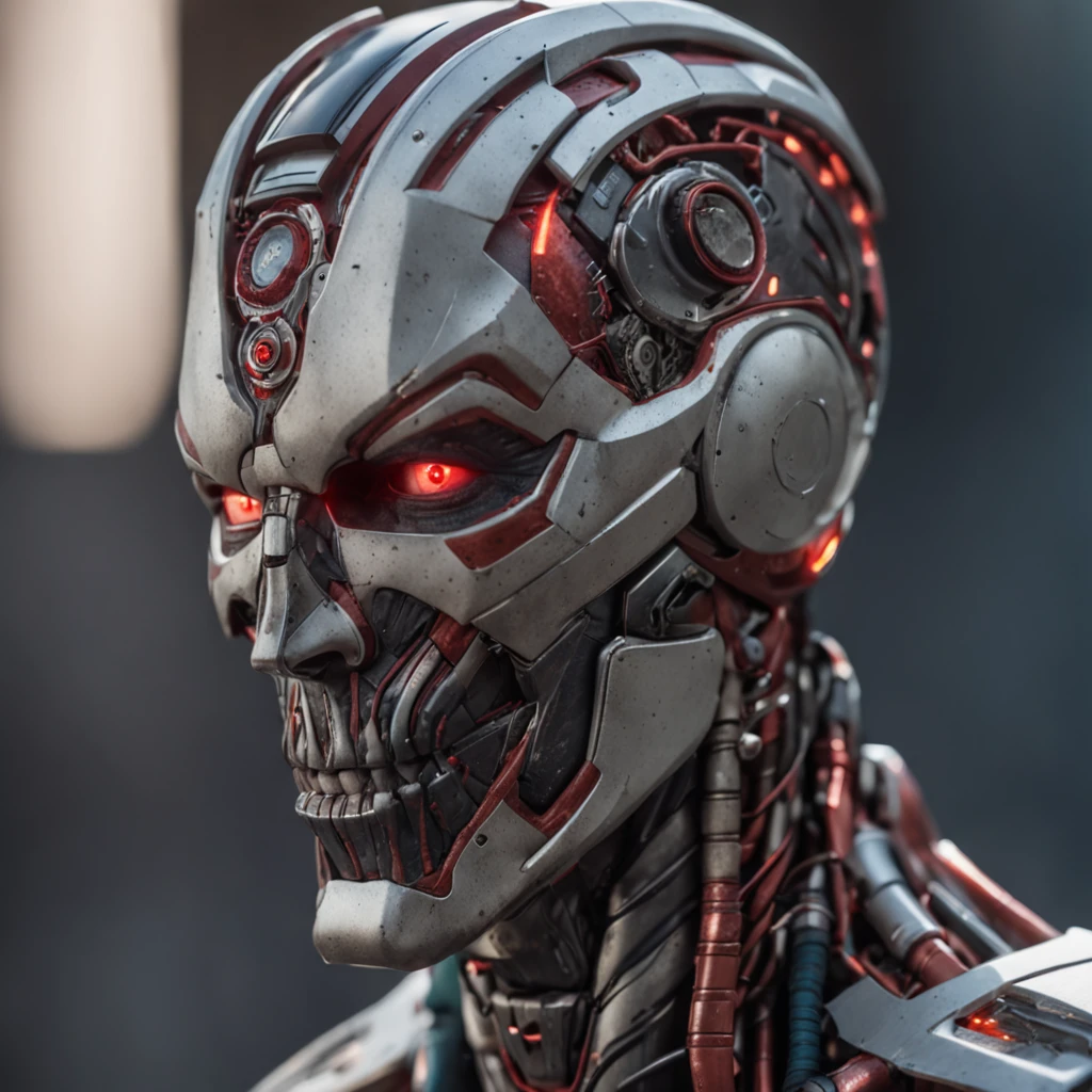 Sony Alpha a7R IV Super Hero Photography Style, (Cyborg Doctor Strange (DC), 8k, full-body shot, realistic image, Terminator-like eye) macro lens, close-up 50mm f1.4, no camera visible, upward lighting, aspect ratio 1:1.