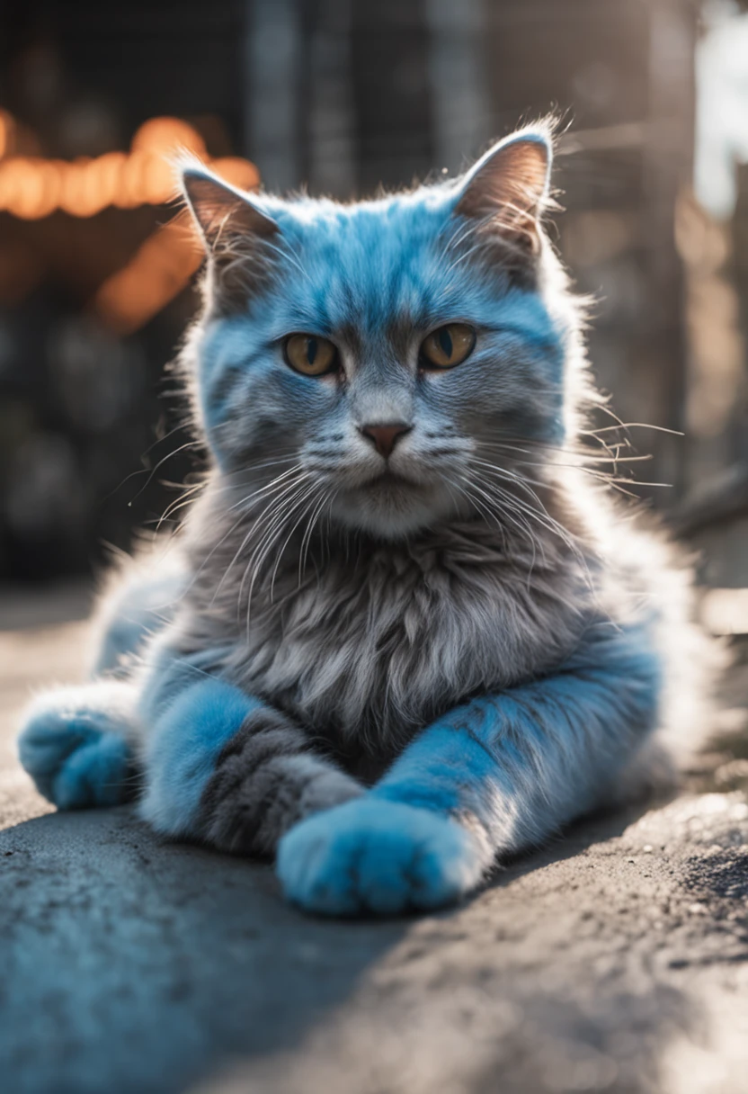 Cat lady blue fur cute