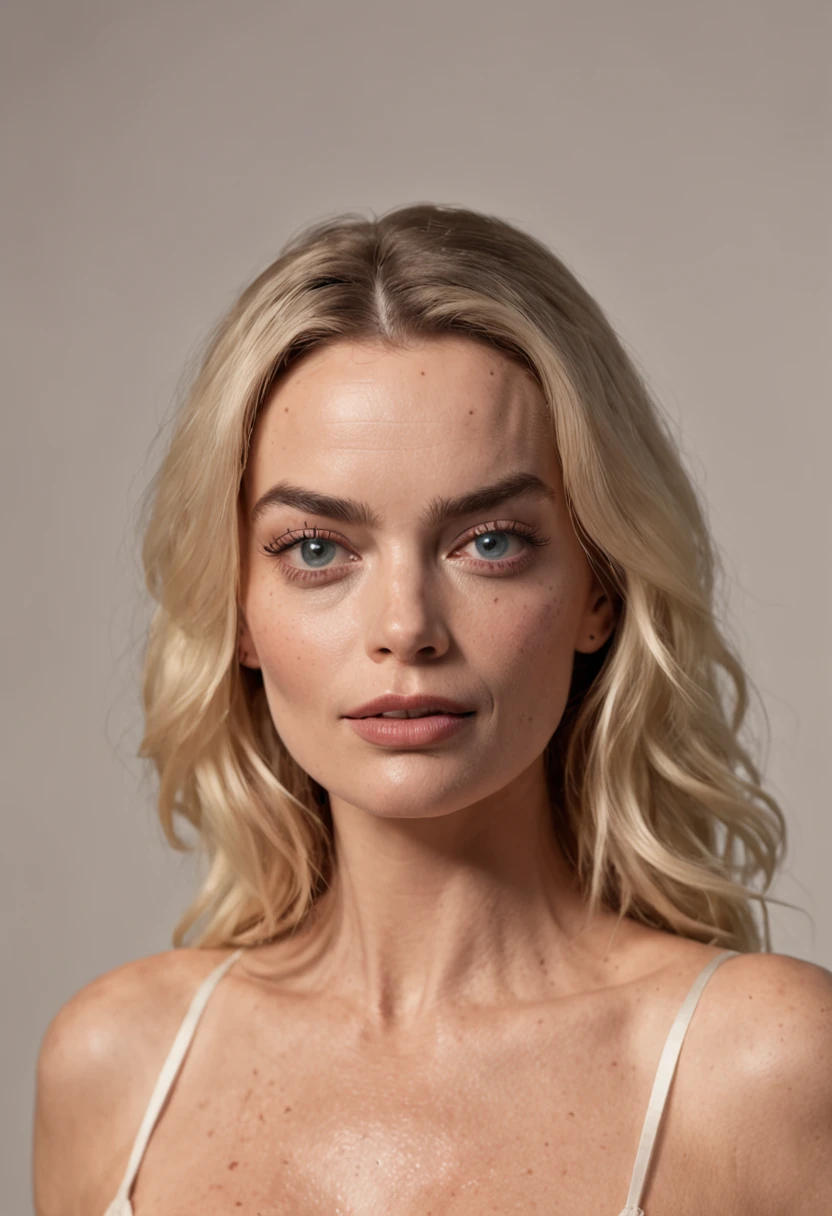 (Full body) Middle  aged homely Margot  Robbie;. Drina is naked ,with Very beautiful breasts. Her hair is unkempt and tangled, and her skin is marred with grime and dirt. Her eyes, however, gleam with a disturbing intelligence.  (Frank Frazetta) (masterpiece) ,(nsfw),(nude)