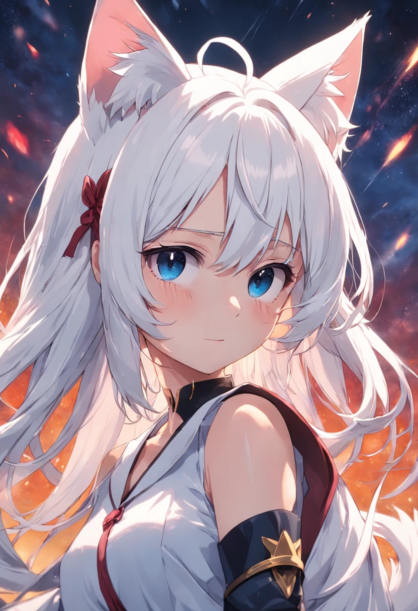 White-haired cat-eared girl