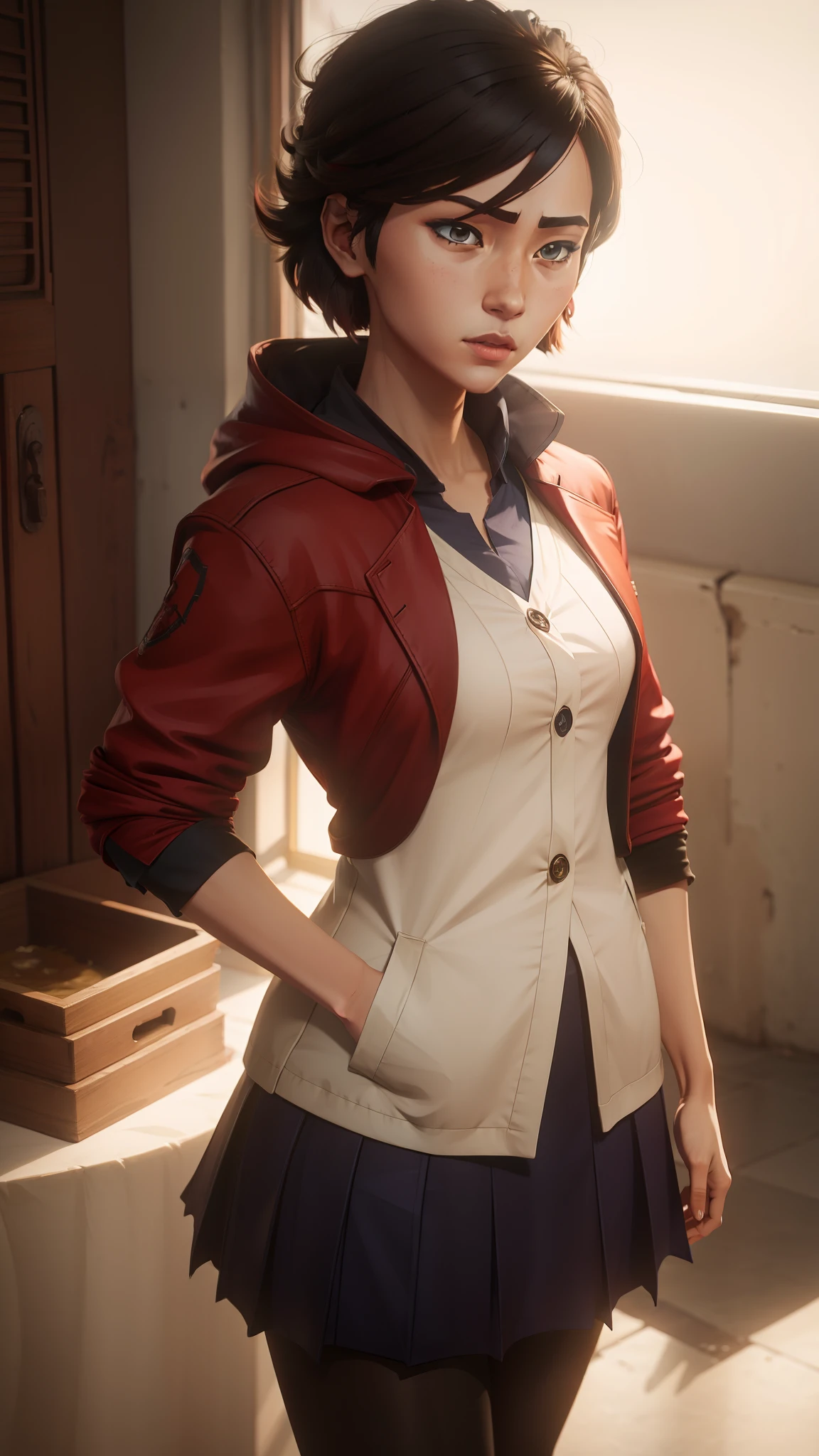 style of anime，short detailed hair，femele