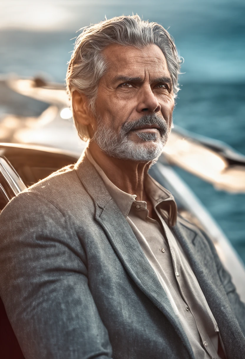 wise man age 50 years, Beautiful gray hair well dressed is serious, melhor qualidade