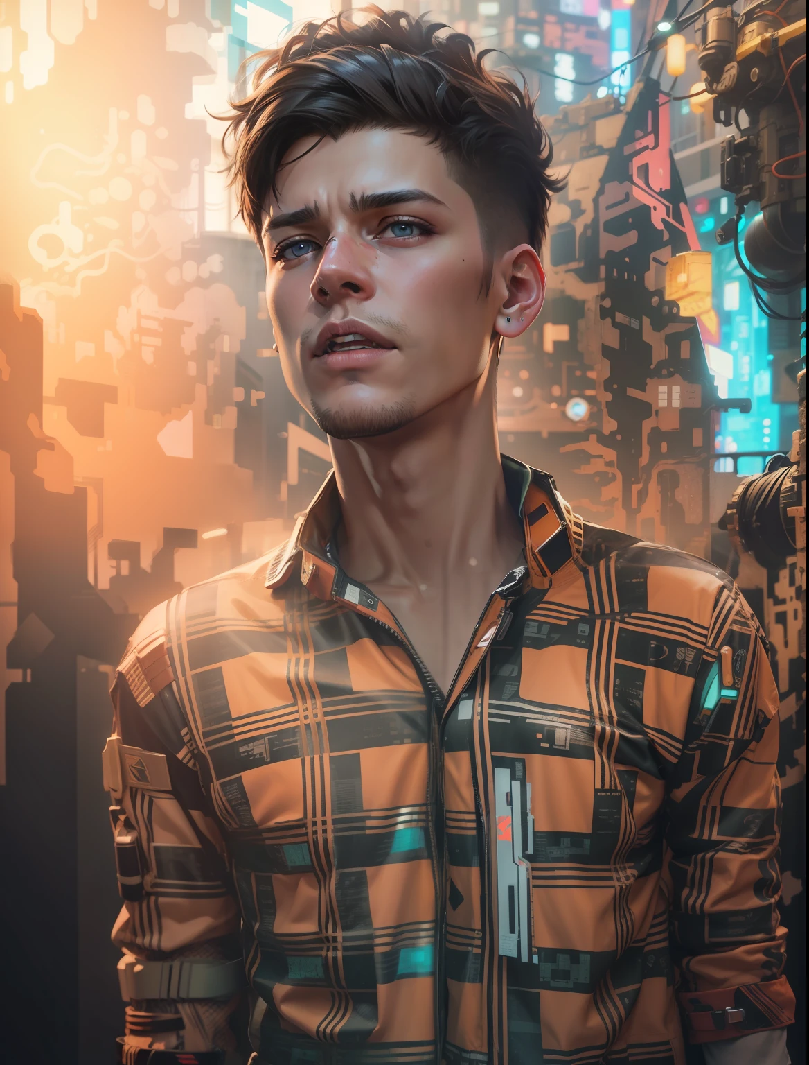 cyberpunk, realistic face,17 year boy, 8k ultra real image