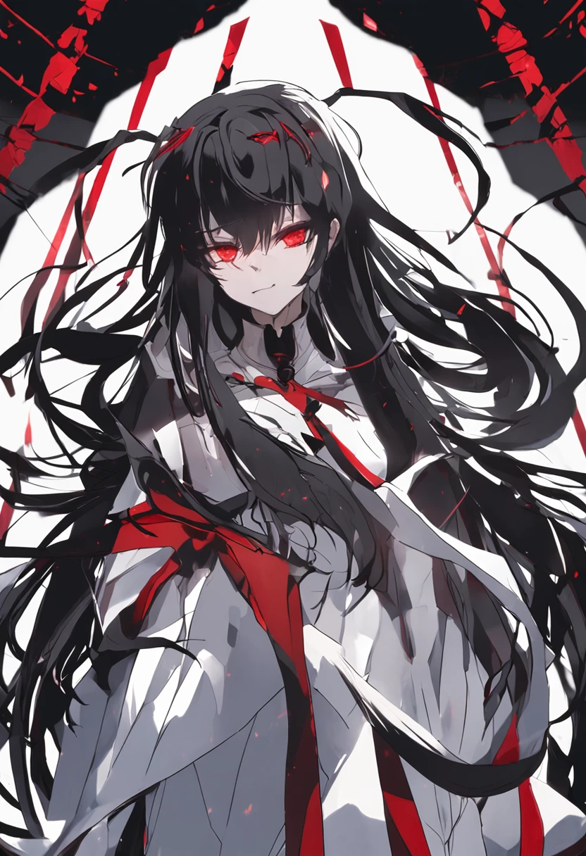anime character with red eyes and black hair in a dark room, albedo from the anime overlord, albedo from overlord, menacing look, portrait gapmoe yandere grimdark, code geass, with glowing yellow eyes, “ anime, fus rei, gapmoe yandere grimdark, badass anime 8 k, hijikata toushirou