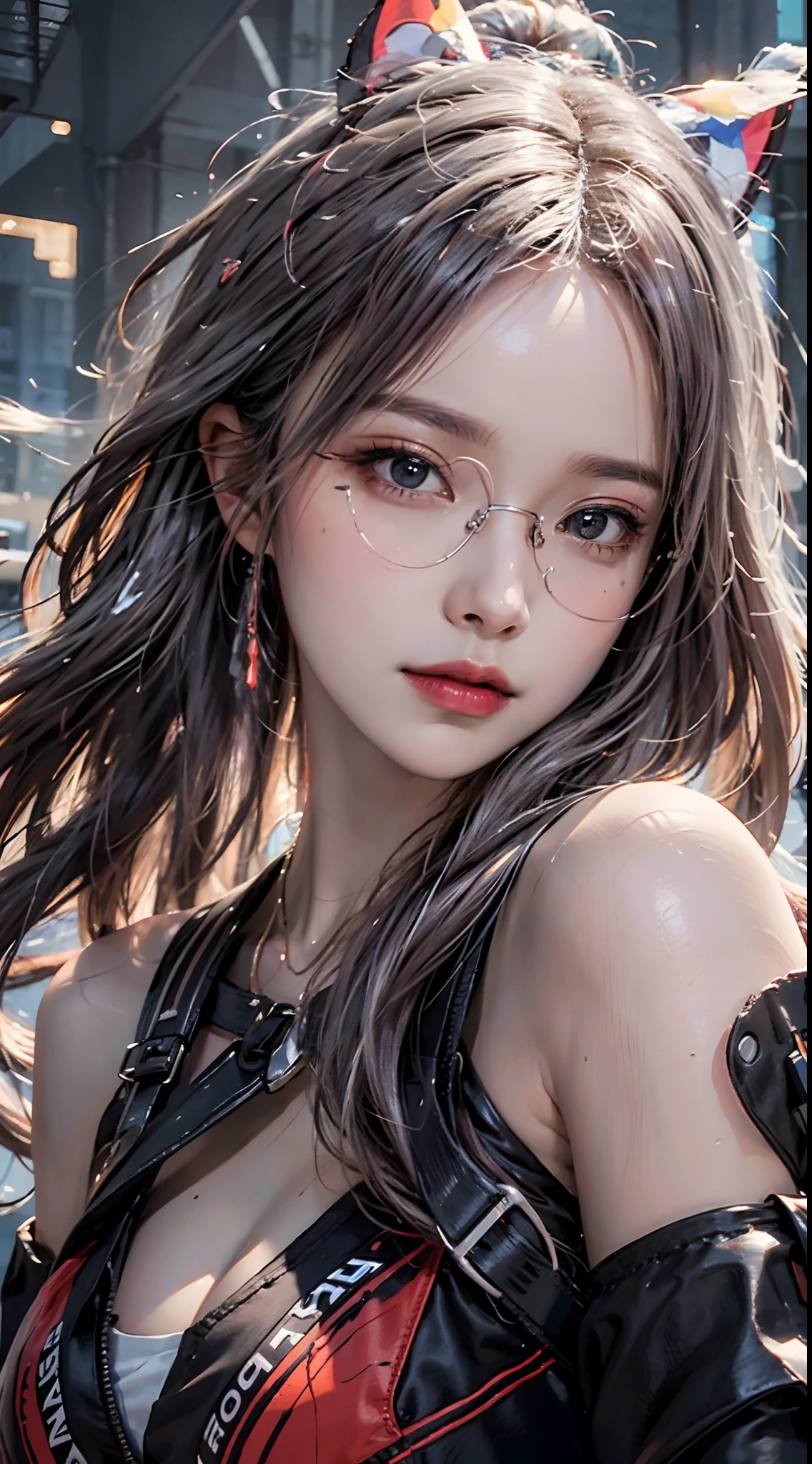 Drunk girl,(best qualtiy,8K,tmasterpiece:1.3),Goose egg face,largeeyes,long eyelasher,With bangs,Cool handsome,Domineering,Exquisite(live-action realistic style),Star-like eyes,Ultimate face,Photorealistic light and shadow,Clear facial features,Milky white skin,Fair skin, highdetailskin, Realistic skin details, Visible Pore,(Super detail),Petite body,(perfect bodies:1.1),Carmelto, full bodyesbian,Two braids,Sheer cardigan dress,rainy evening,Tattooed with,Red wine glasses,((dynamicposes),Sit at the window,Be red in the face),eye closeds:1.1,((Dark night,Get wet with rain)),((Dynamic background((pink lightning,violent storm)) ,Dramatic scenes