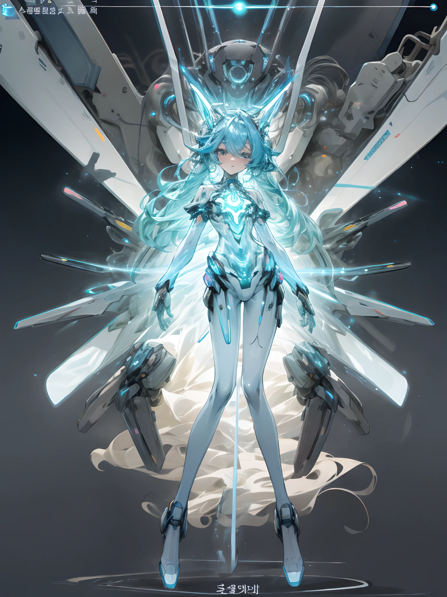 A woman in a futuristic outfit with a sword and wings - SeaArt AI