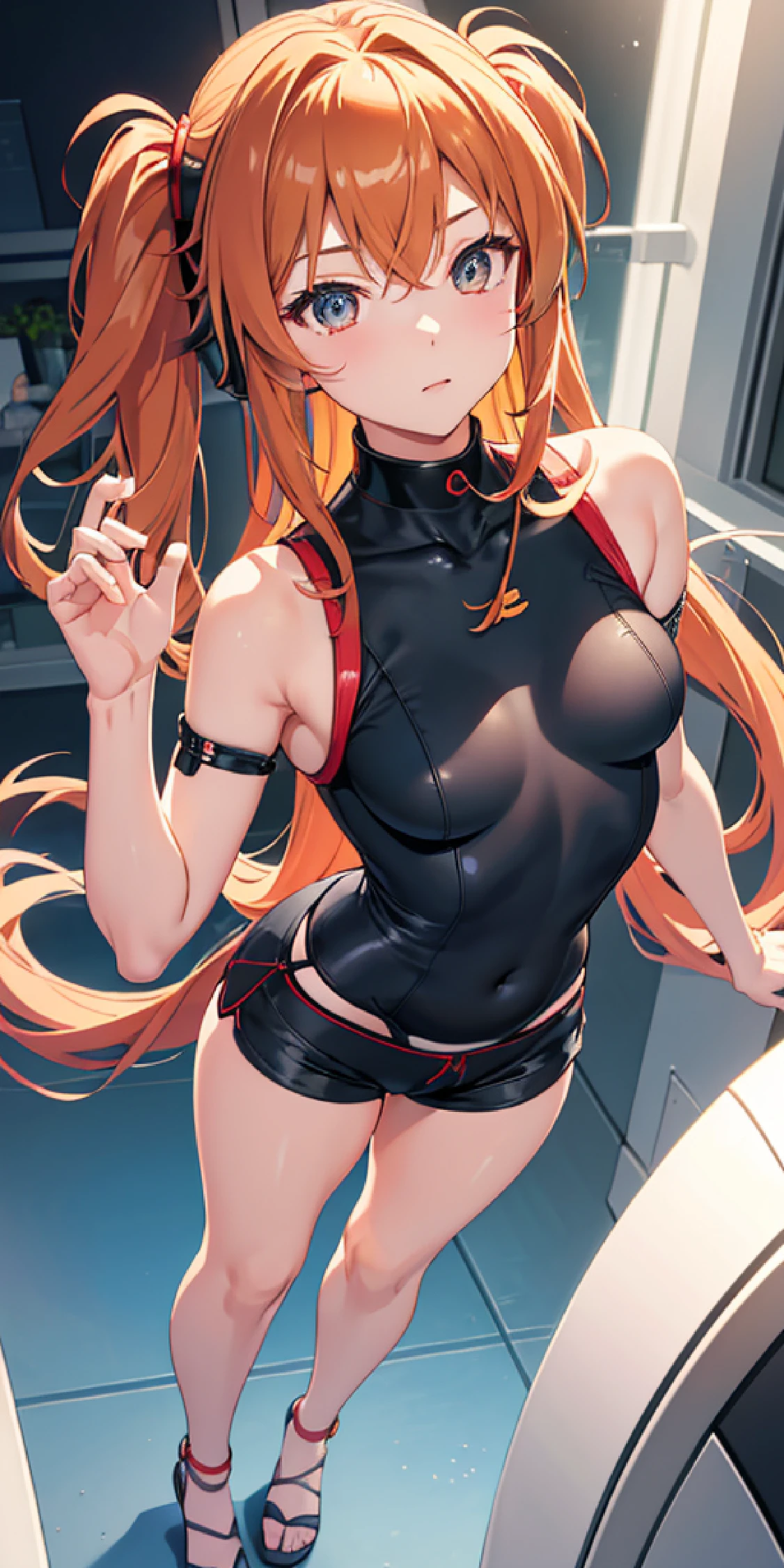 Animated image of two women in classroom holding mirror, anime moe art style, oppai, Fubuki, highly_Detailed!!, ??????????? loli, two beautiful anime girls, ((medium breasts⁩, small head)), Sunlight, (Perfect body : 1.1), reddish brown hair, chain, wearing black tanktop, ((Shorts)), (masutepiece), (超A high resolution:1.0), Perfect Lightning, [hight resolution], Ultra-detailed, Sit at the table with your legs open, The fingers of his right hand are stroking his panties, Papillary process, Girls' Secondary School Teacher, Translucent black lace bra, Translucent black lace stockings, Slightly fatty, Chinese, Win, Raised sexy, Mature charm, translucent clothes, (Overhead view),dynamic angle,ultra-detailed, illustration, close-up, straight on, 1girl, 
 ((souryuu asuka langley, interface headset, red bodysuit:1.4, blonde)),Her eyes shone like dreamy stars,(glowing eyes:1.233),(beautiful and detailed eyes:1.1),(expressionless,closed mouth),(standing), 
(mechanic room with toolsand spaceship windowin a white SPACESHIP),
(night:1.2),dreamy, [[delicate fingers and hands:0.55]::0.85],(detail fingers),