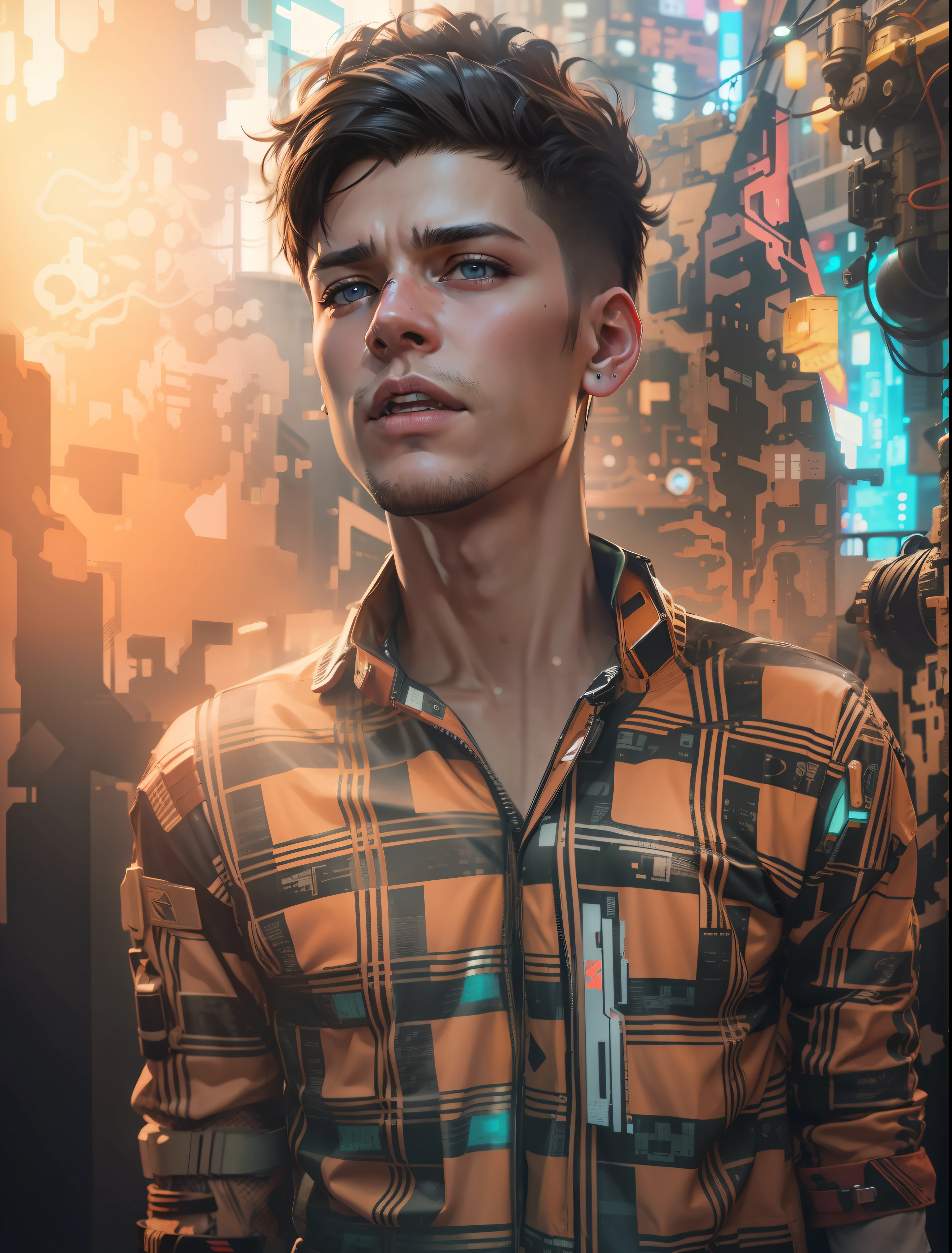cyberpunk, realistic face,17 year boy, 8k ultra real image
