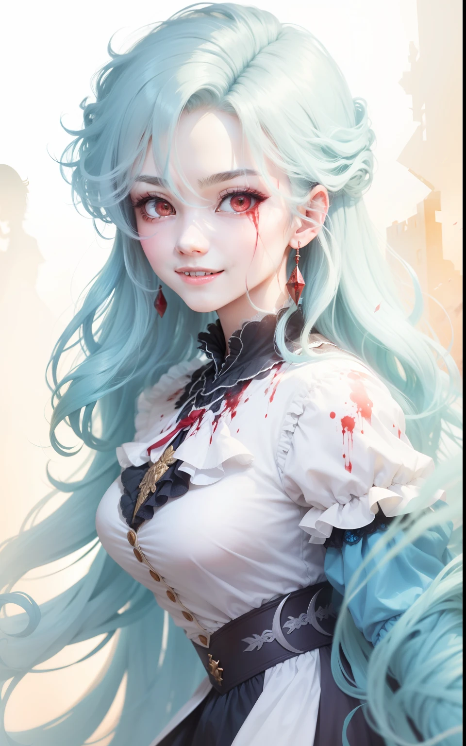 arafed witch woman in a white coat and black hat with red paint on her face, artwork in the style of guweiz, guweiz, guweiz masterpiece, james jean and wlop, takato yomamoto. 4 k, inspired by Yanjun Cheng, james jean andrei riabovitchev, guweiz on artstation pixiv