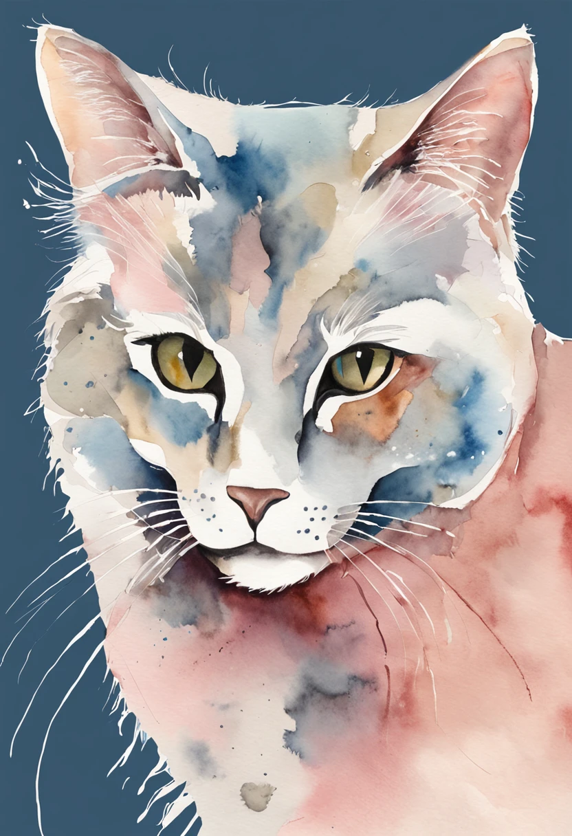 catss, Main color Black, Secondary colorBlue, Pastel pink background, artistic, Sophisticated, Warm style, Shapes include abstract cats, Playful forms, Elegant piece, Textures include fur textures, Smooth paint, Texture of the fabric, The lines contain graceful lines, Natural curves, Delicate silhouette, The shape is elegant, approachable, Expressive, Aesthetic