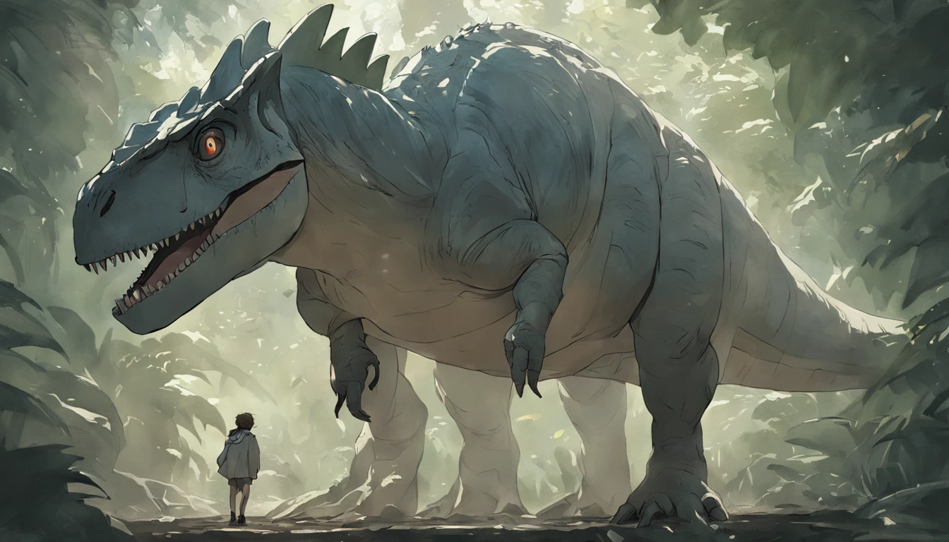 dinosaurs，城市，full bodyesbian，Remote，of a real，Facial features are carefully depicted，Realistic skin texture，Dark style，depth of fields，high light，Real light，Ray traching，oc rendered，Hyper-realistic，best qualtiy，8K，Works of masters，super-fine，Detailed pubic hair，Correct anatomy，sharp focus on eyes，Bokeh，Facial features are carefully depicted