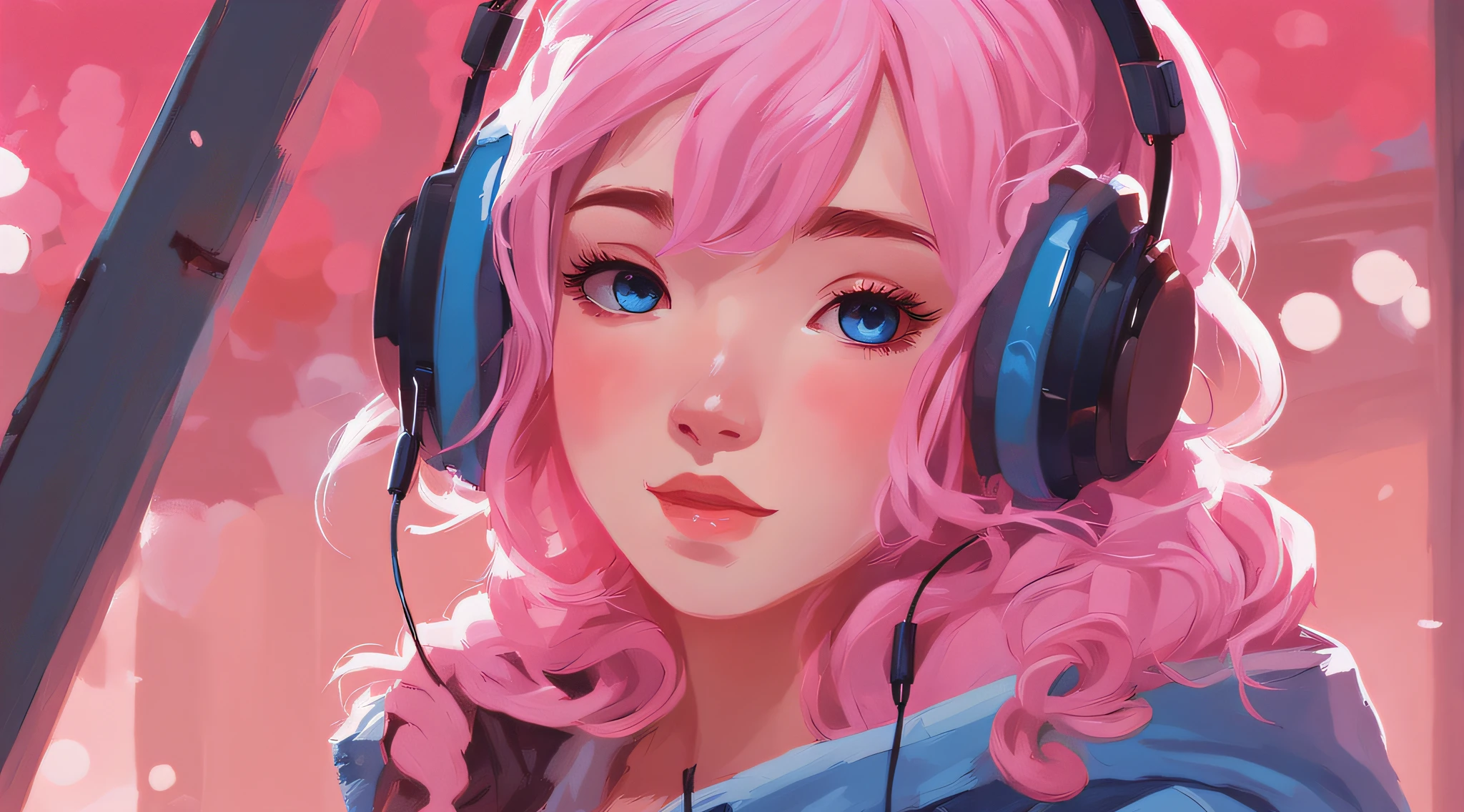 anime girl with pink hair wearing headphones and a blue jacket, anime style 4 k, extremely detailed artgerm, anime art wallpaper 4k, anime art wallpaper 4 k, artwork in the style of guweiz, artgerm on artstation pixiv, artgerm. high detail, anime art wallpaper 8 k, digital anime illustration, artgerm detailed