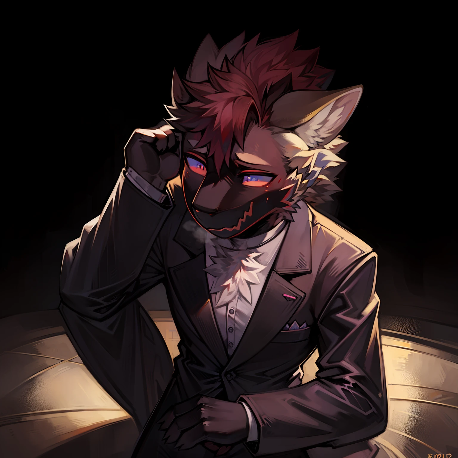 The killer butler wears a suit and eyes,detailed full body、blood stain、ellegance、Stare at the observer